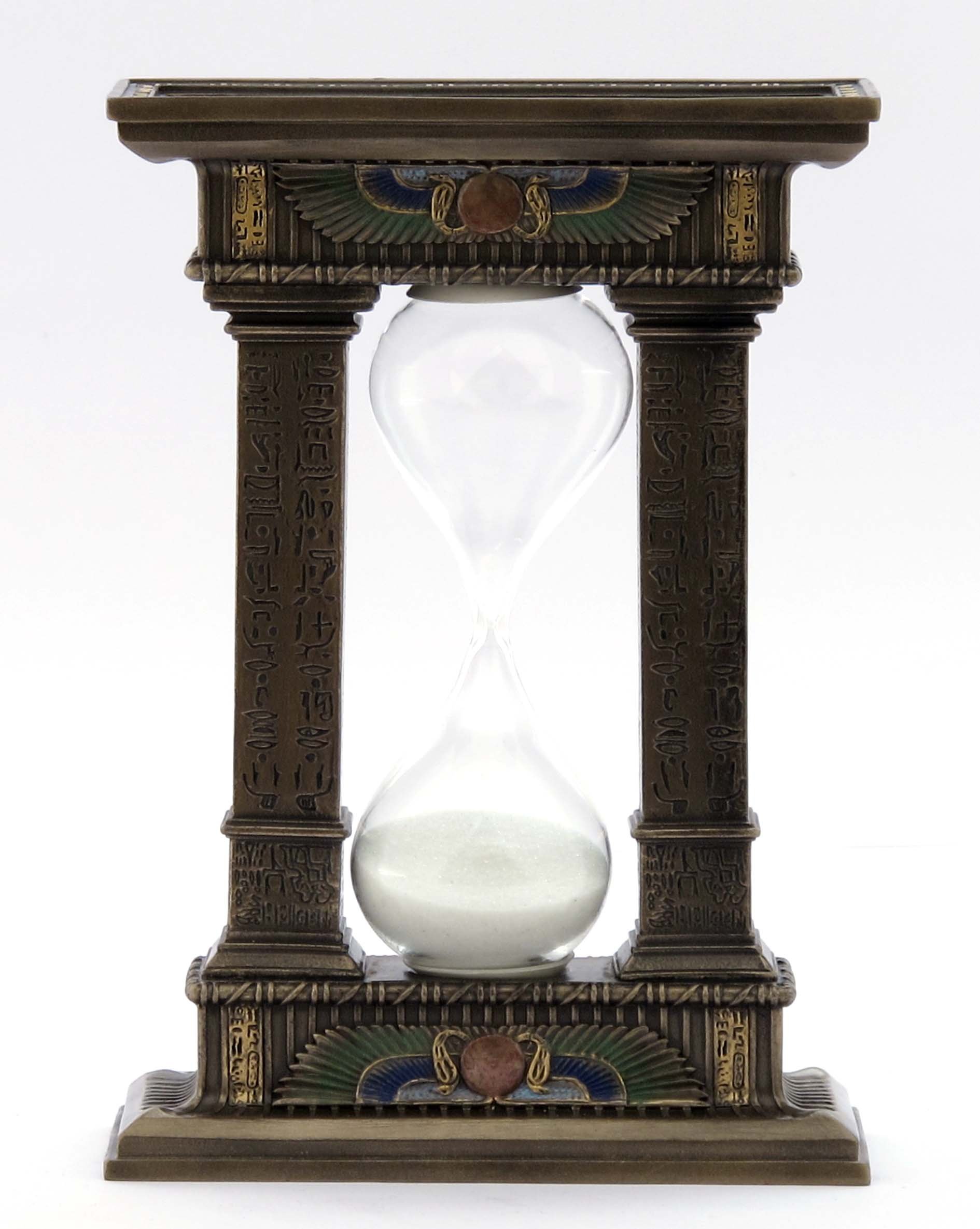 7.13 Inch Egyptian Gate Sand Timer Cold Cast Bronze Figurine - Ancient Egyptian Decor for Home Office, Meditation & Gift Giving