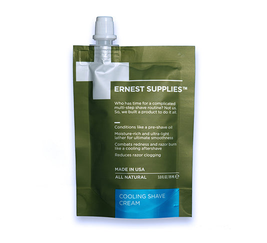 Ernest Supplies Cooling Shave Cream for Men - Soothing Post-Shave Balm with Natural Ingredients | Perfect for Sensitive Skin & Close Shaves at Home or Travel