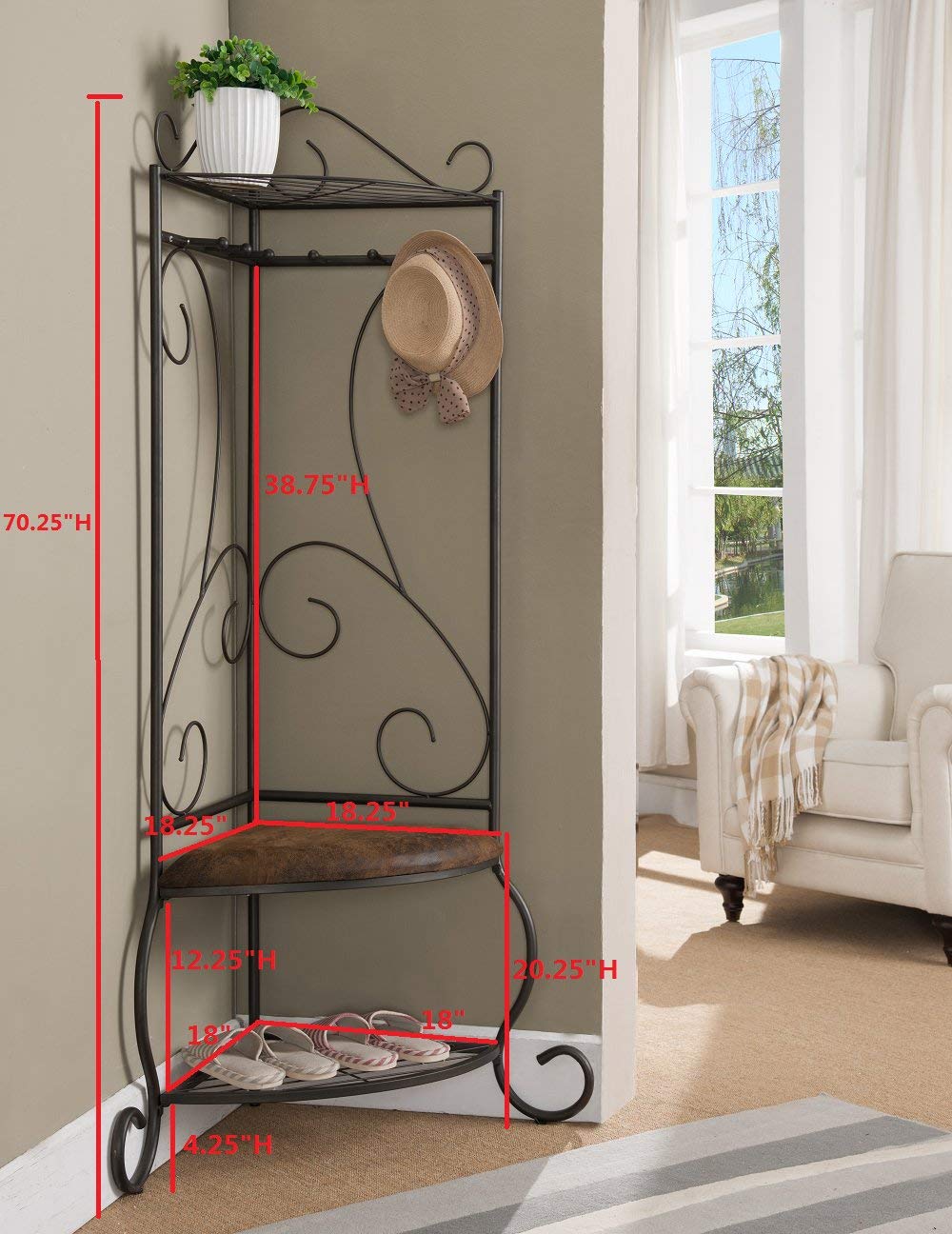Kings Brand Entryway Storage Bench with Coat Rack - Shoe Organizer & Hallway Seating for Small Spaces - Perfect for Mudroom, Living Room, or Bedroom Entryway