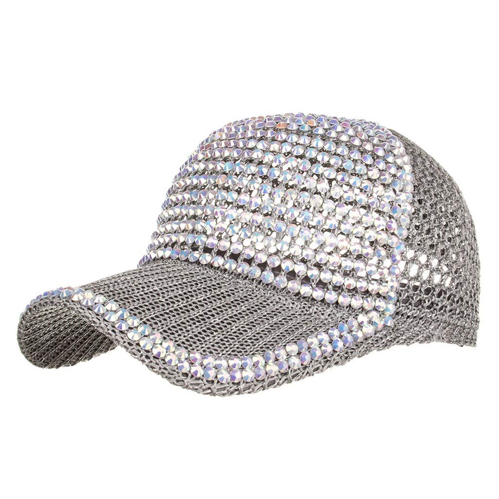 Stylish Rhinestone Embellished Adjustable Baseball Cap for Women & Men - Trendy Hip Hop Sun Hat for Beach, Outdoor, and Casual Wear