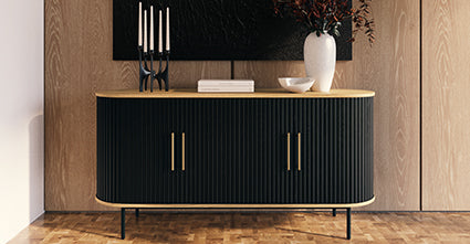 Modern Noir Sideboard - Stylish Mid-Century Buffet Cabinet for Dining Room & Living Room Storage | Perfect for Home Decor & Organizing Dishes, Linens & Entertainment Essentials