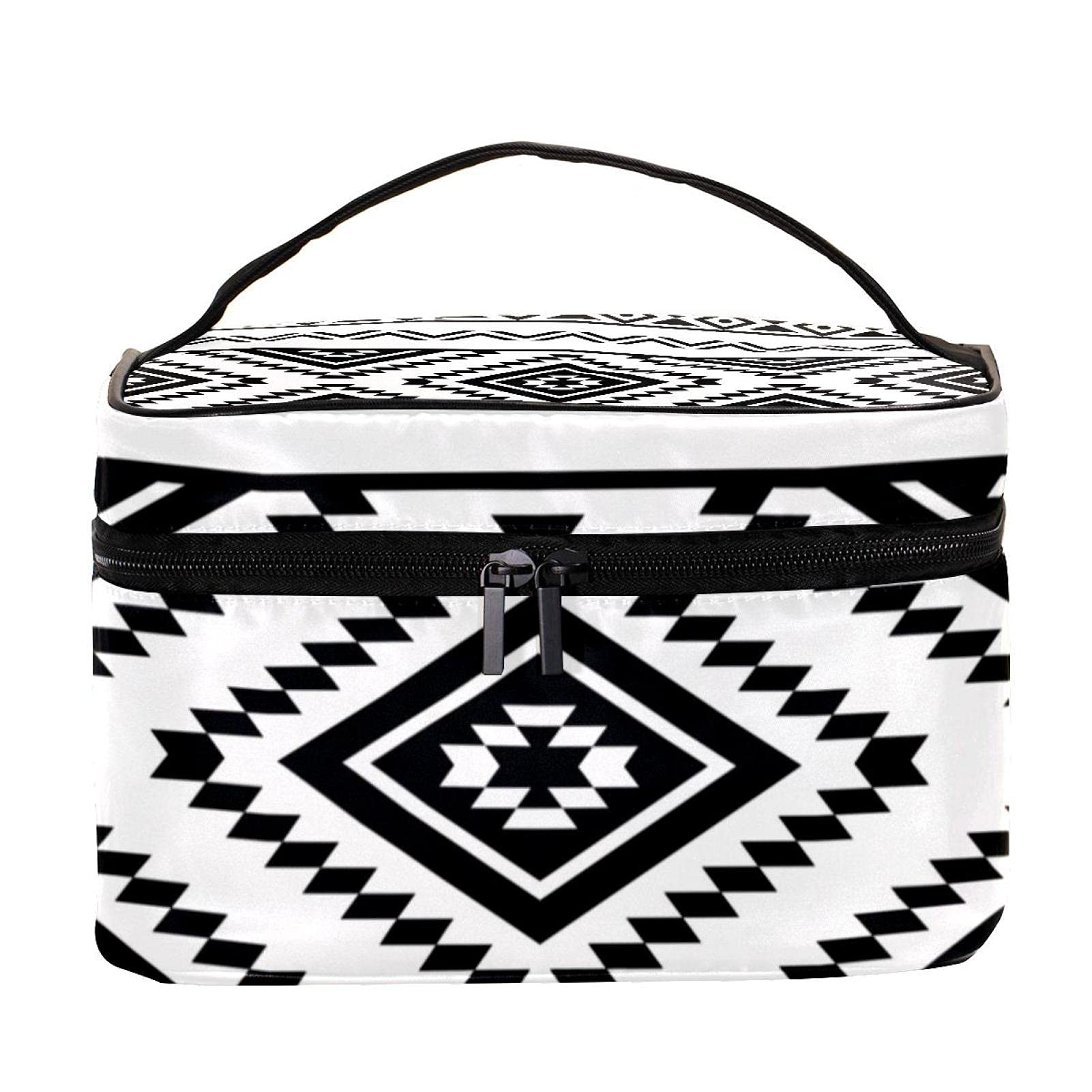 Aztec Geometric Pattern Large Travel Makeup Bag - Waterproof Cosmetic Organizer with Zipper for Women & Girls | Perfect for Vacation, Gym, and Daily Essentials Storage