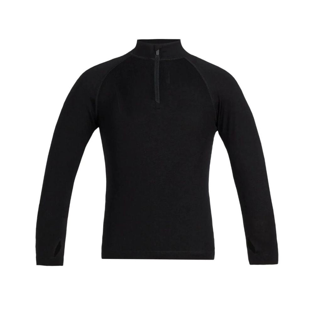 Icebreaker Kids 260 Tech LS Half Zip Fleece Jacket - Black | Warm Merino Wool Base Layer for Boys & Girls | Perfect for Hiking, Skiing & Outdoor Adventures