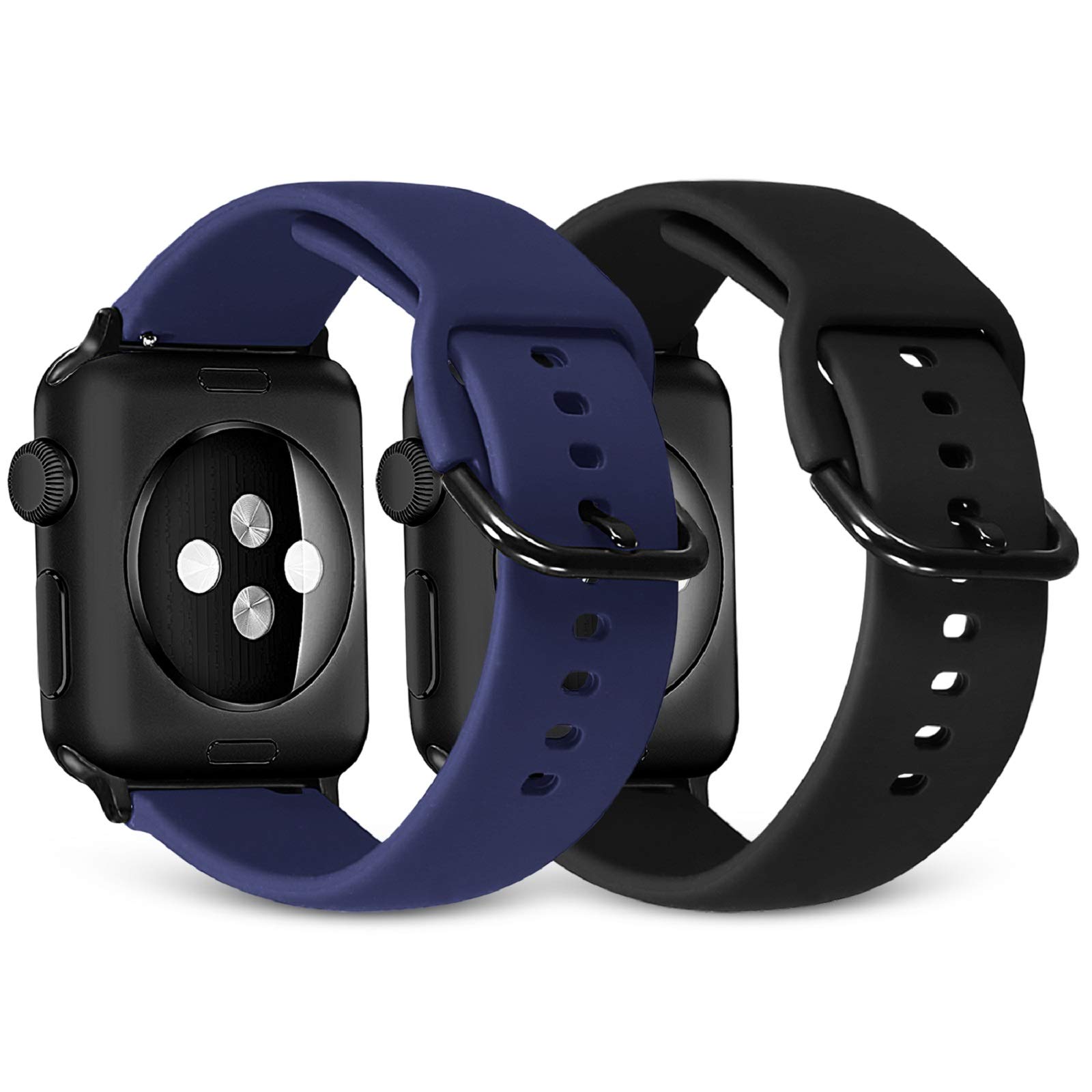 Premium Soft Silicone Replacement Bands for Apple Watch 38mm 40mm 41mm 42mm 44mm 45mm - 2 Pack Sport Wristbands Compatible with iWatch SE Series 7/6/5/4/3/2/1 - Unisex Design for Women & Men - Perfect for Workouts, Running & Everyday Wear