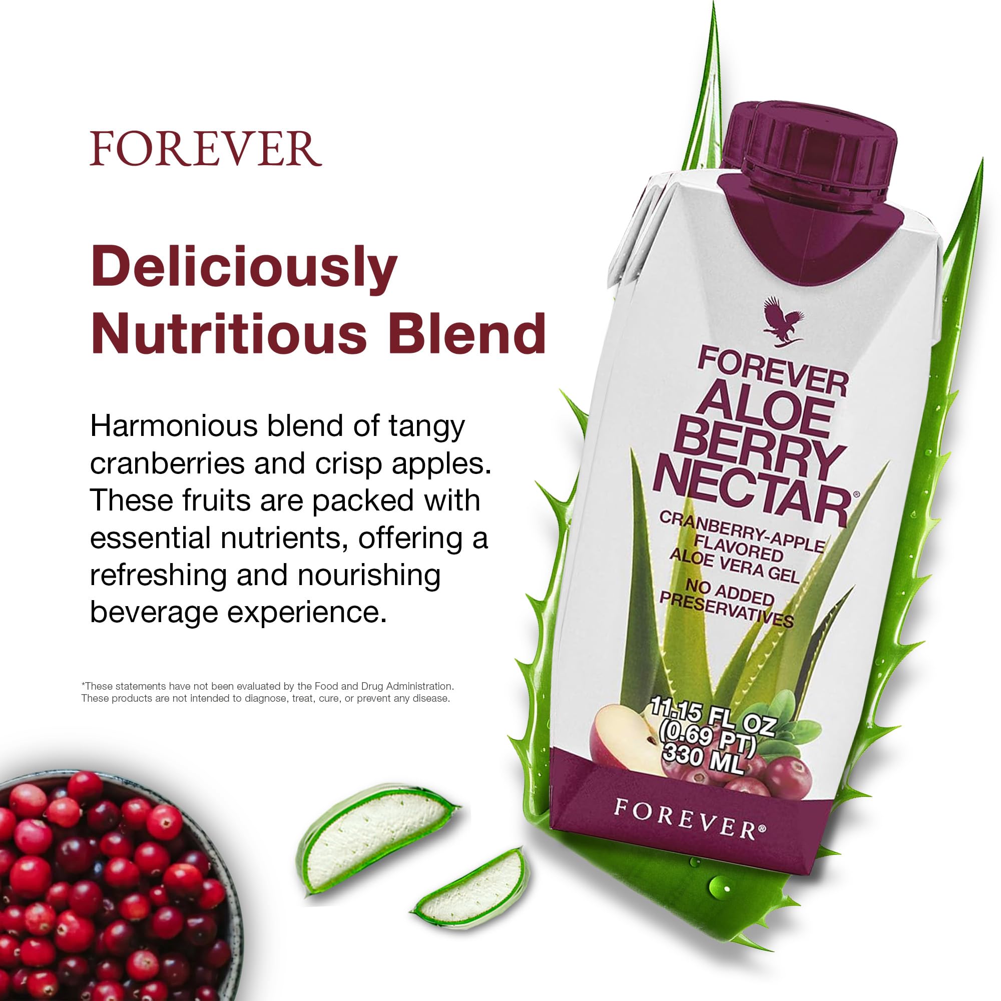 Forever Living Aloe Berry Nectar - 90.7% Pure Aloe Vera Gel with Cranberry & Apple - Natural Antioxidant Drink - No Preservatives, No Artificial Colors - 1 Liter (6-Pack) - Perfect for Daily Hydration, Immune Support & Digestive Health