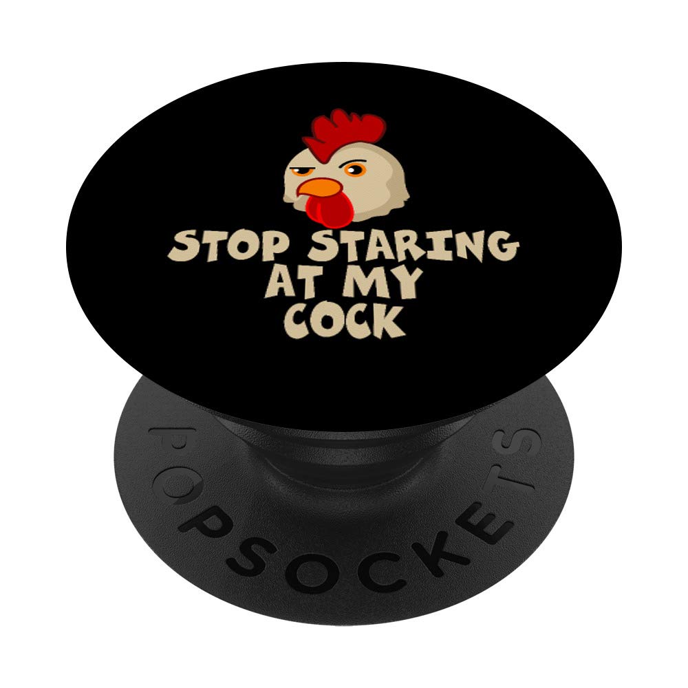 Funny Chicken T-Shirt - Stop Staring At My Cock Novelty Shirt with Matching PopSockets Phone Grip & Stand | Perfect Gift for Poultry Lovers, Farm Humor & Animal Theme Parties