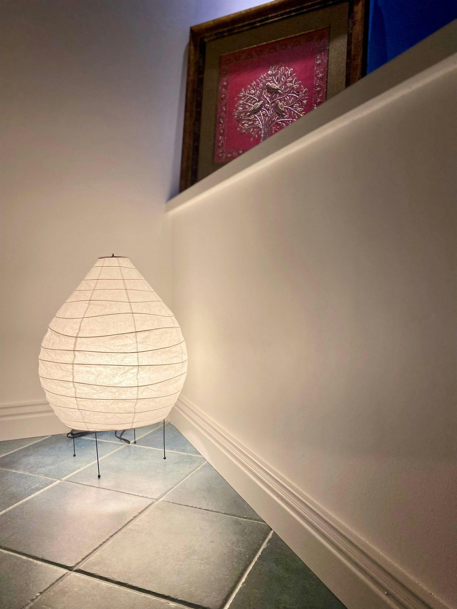 Japanese Washi Paper Lantern Table Lamp - Handmade Traditional Shoji Style Lighting for Bedroom, Living Room & Meditation Spaces