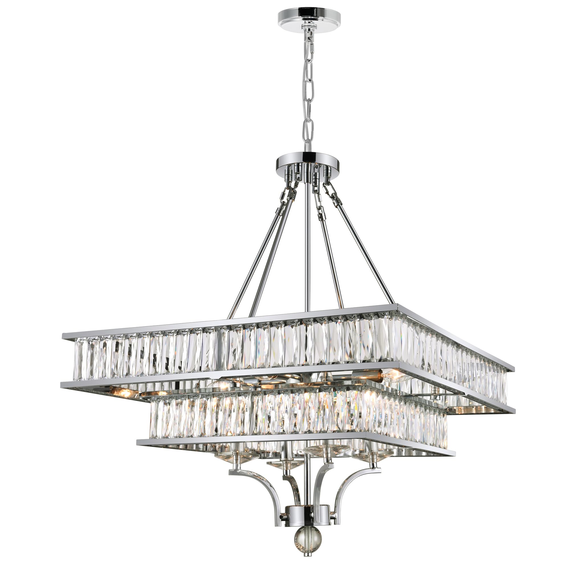 Shalia 8-Light Modern Chrome Chandelier - Elegant Dining Room & Bedroom Ceiling Light Fixture for Home Decor