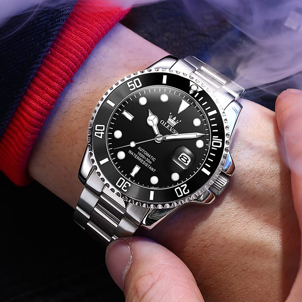OLEVS Automatic Self-Winding Mechanical Watch for Men - Luxury Stainless Steel Dress Watch with No Battery Needed | Perfect for Business, Formal Events & Everyday Wear