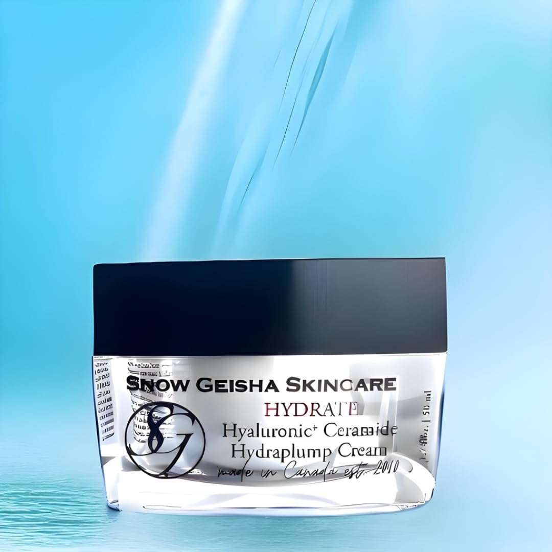 Snow Geisha Skincare Hyaluronic Acid + Ceramide HydraPlump Moisturizing Cream - Deep Hydration for Dry, Sensitive Skin | Day & Night Face Cream for Anti-Aging & Plumping
