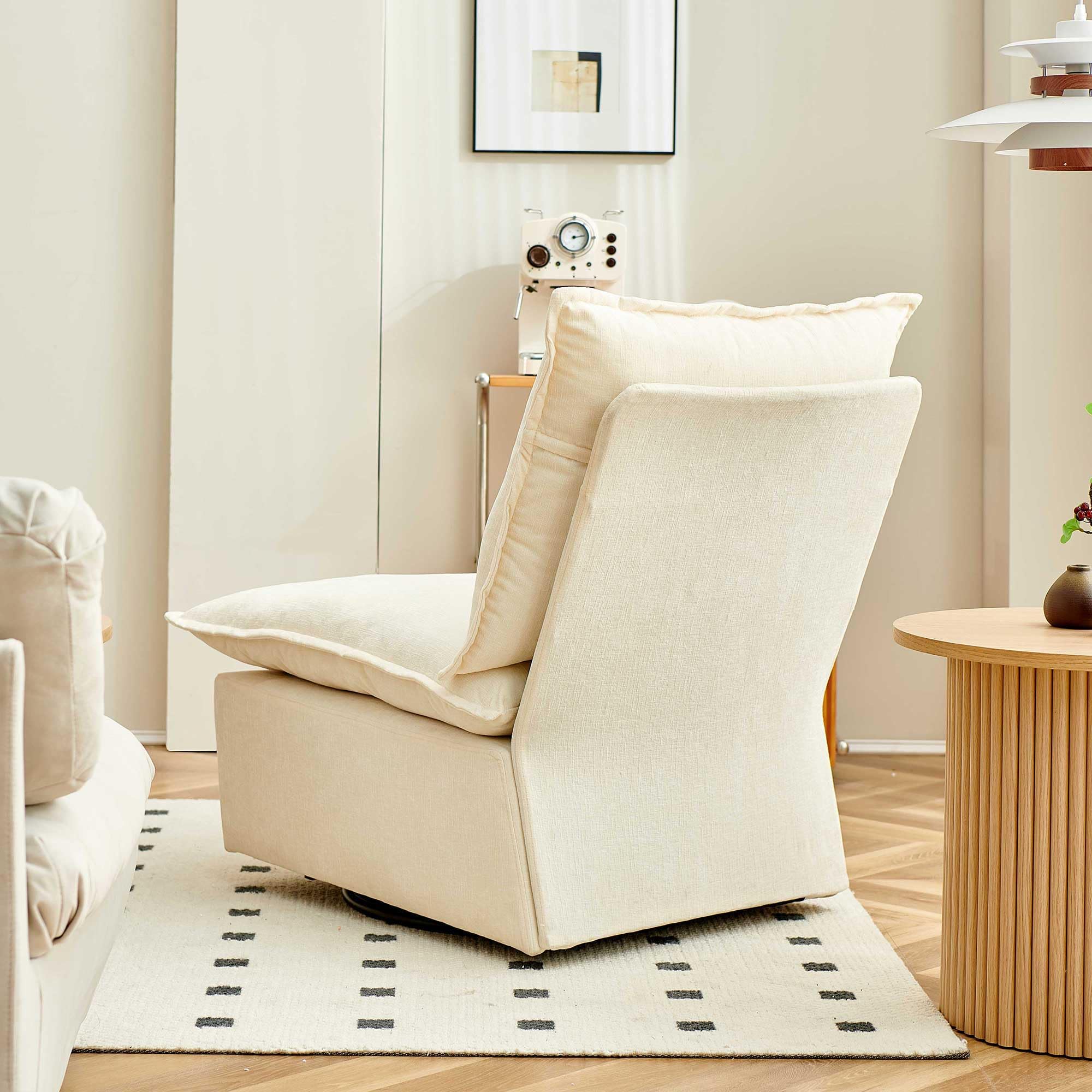 360-Degree Swivel Accent Chairs Set of 2 - Modern Barrel Rocking Chairs with Smooth Rotation for Living Room, Bedroom & Office - Ivory White Upholstered Lounge Chairs - Perfect for Reading Nooks, Conversation Areas and Small Spaces