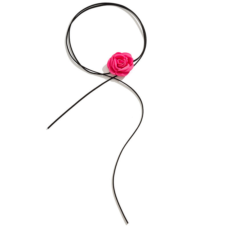 Rose Phantom Flower Suede Choker Necklace | Gothic Victorian Costume Jewelry | Perfect for Halloween, Cosplay & Vintage Fashion Outfits
