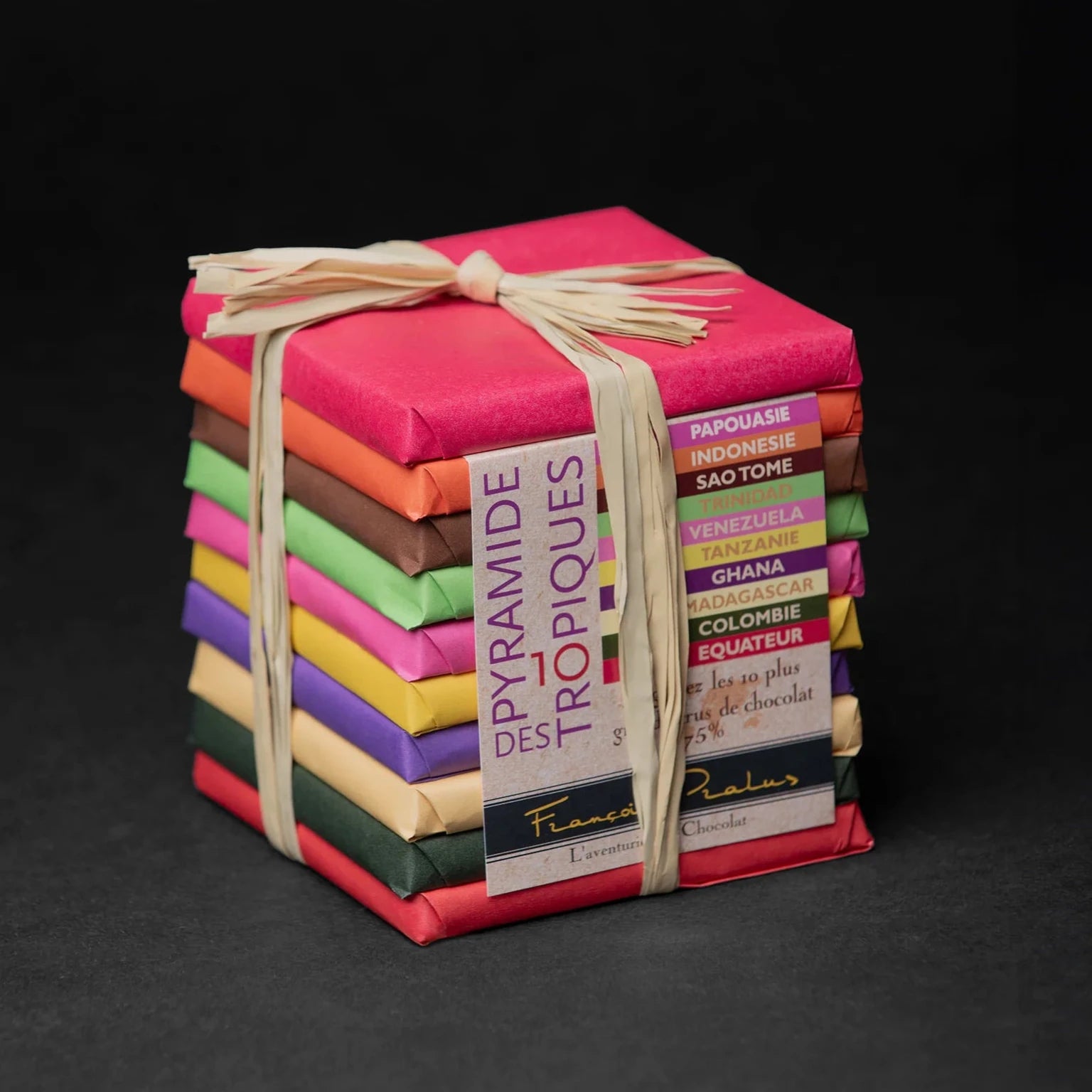 Pralus Pyramide des Tropiques Dark Chocolate Bar - Premium French Chocolate Gift for Holidays & Special Occasions - Perfect for Gifting, Dessert Pairing & Chocolate Tasting