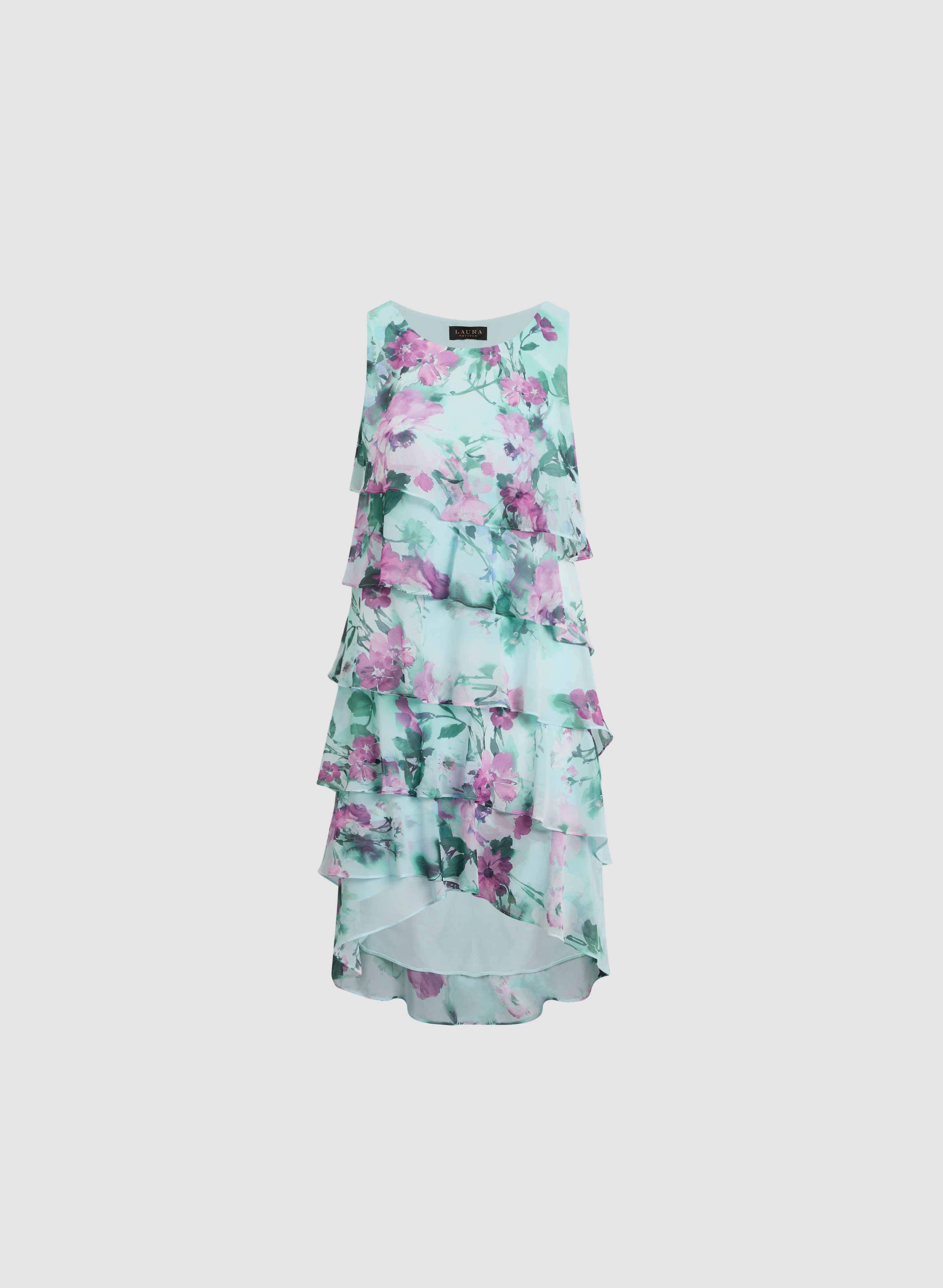 Floral Asymmetric Tiered Dress for Women - Elegant Summer Maxi Dress for Beach, Wedding & Special Occasions