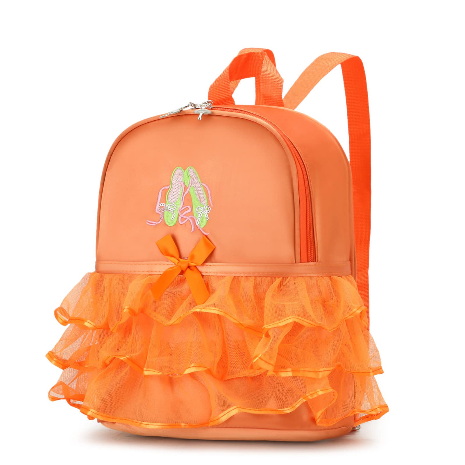 Cute Orange Ballet Dance Backpack with Tutu Design - Waterproof Small Duffle Bag for Girls, Perfect for Ballet Classes, Gym, and Dance Recitals