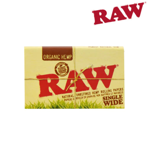 Organic Hemp RAW Rolling Papers - Single Wide & Double Window for Smooth Rolling - Perfect for Rolling Cigarettes, Joints & Blunts at Home or On-The-Go