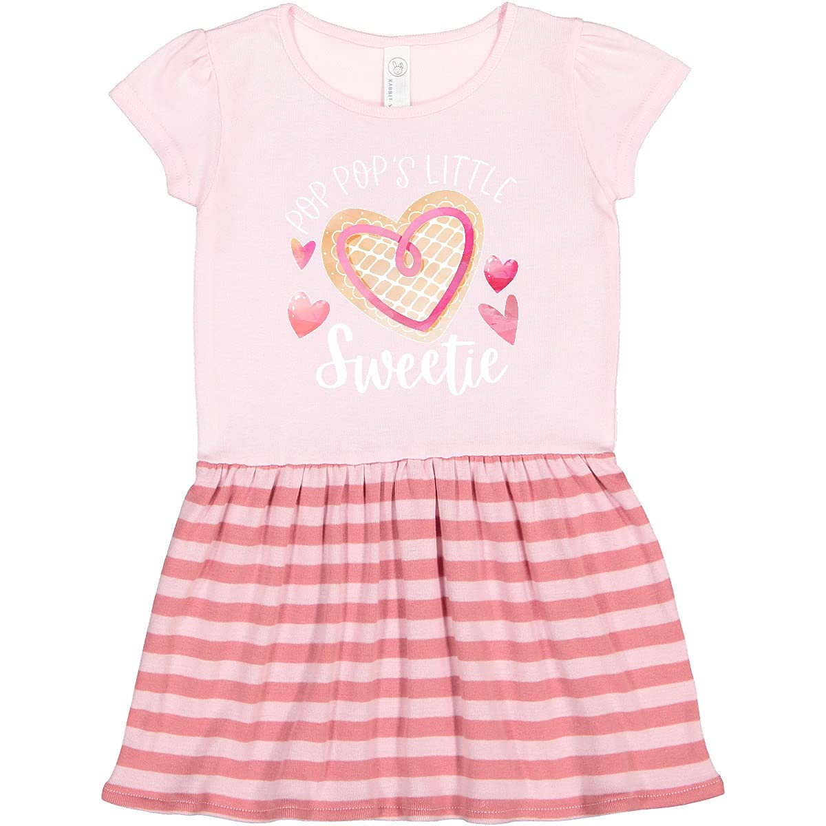 Inktastic Pop Pop's Little Sweetie Pink Heart Cookie Toddler Dress - Cute Outfit for Girls, Birthday Party, Family Photos & Special Occasions