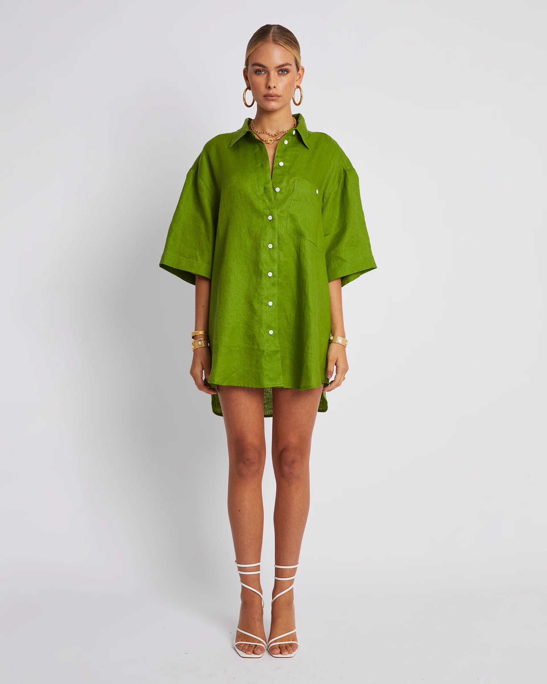 Big Olive Shirt for Men - Comfortable Oversized Casual Button-Up Shirt - Perfect for Relaxing at Home or Outdoor Adventures