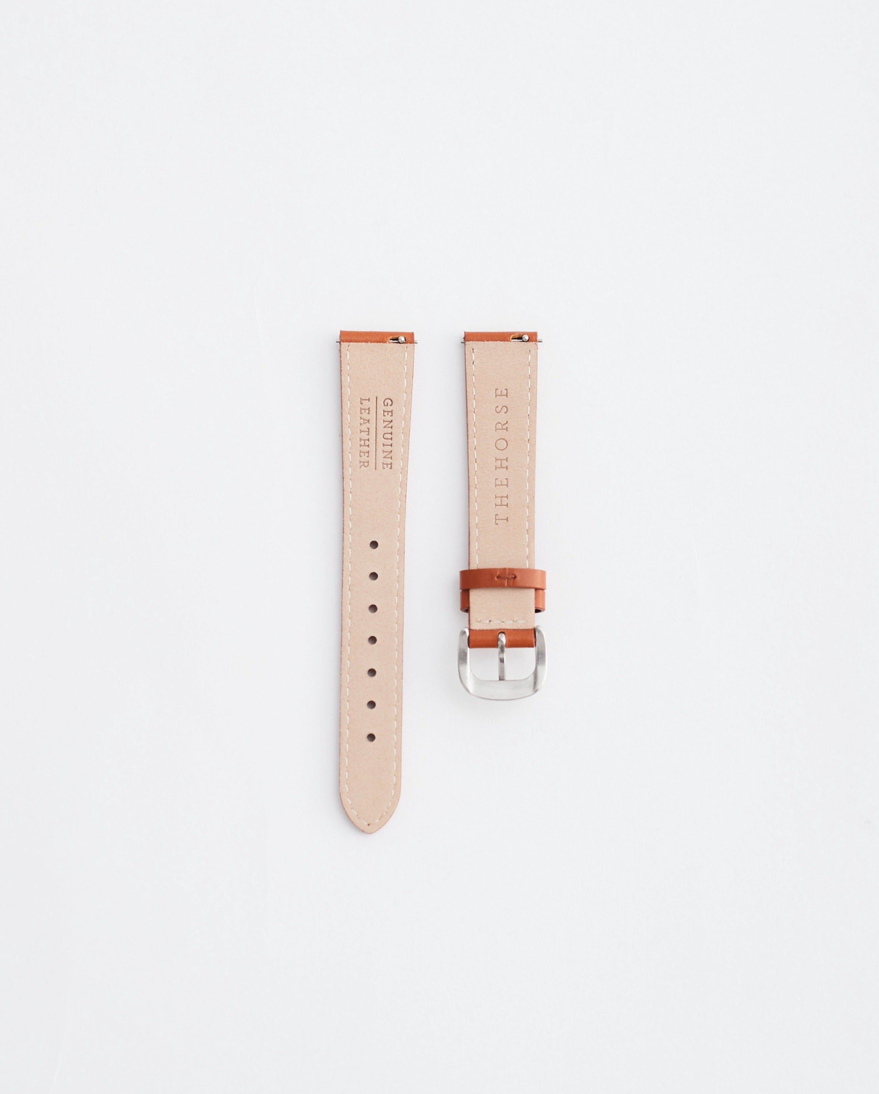 16mm Classic Leather Watch Strap - Tan & Polished Silver - Perfect for Dress Watches, Business & Formal Occasions