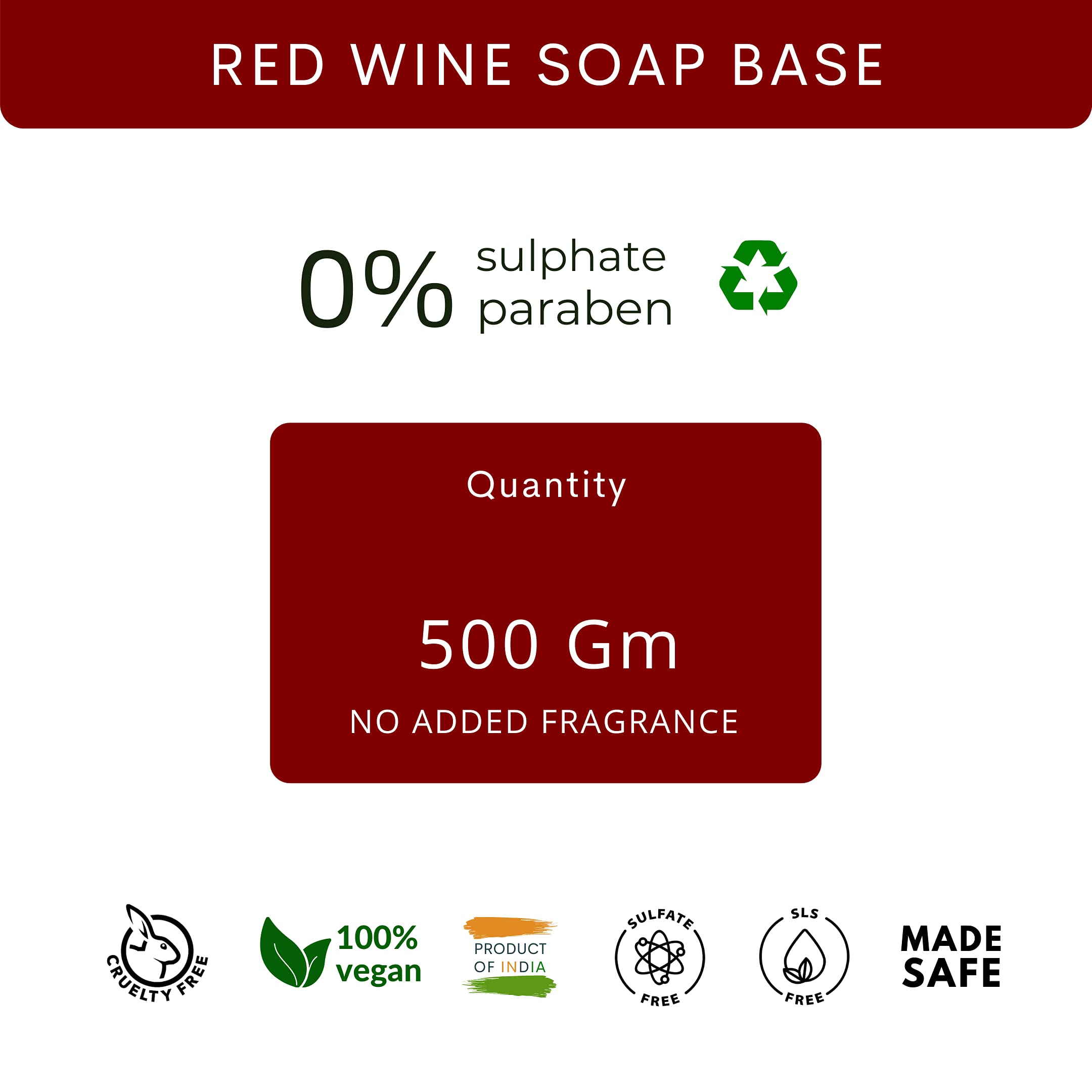 VEDANUM Ultra Premium Red Wine Melt and Pour Soap Base - 500g Sulfate & Paraben Free for DIY Soap Making | Handmade Glycerin Soap Supplies | Perfect for Spa, Gifts & Home Use