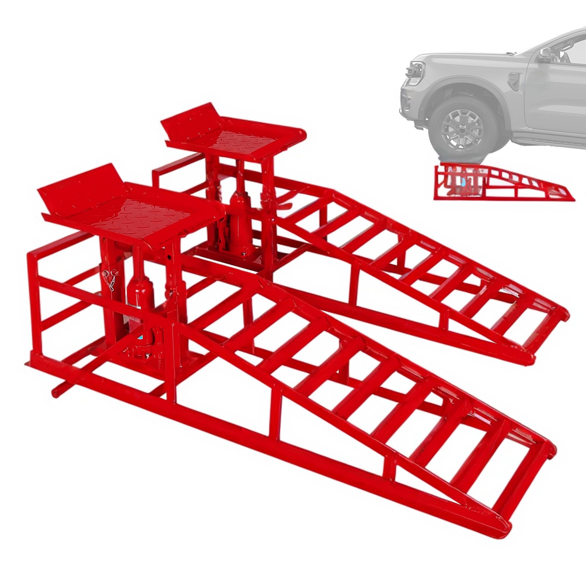 2 Pack Heavy Duty Hydraulic Car Ramps 11050LBS Capacity (5 Ton) - 9