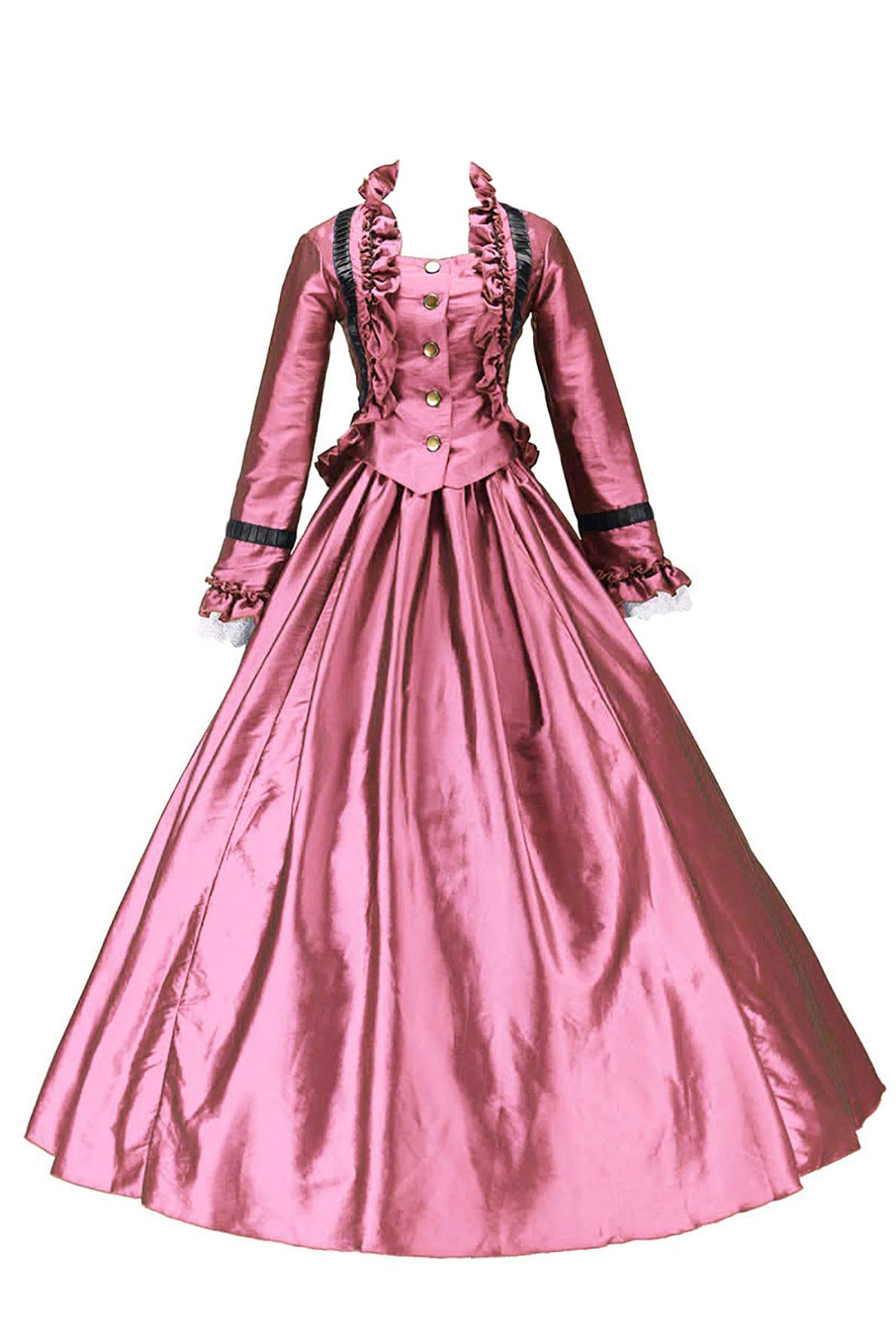 Authentic Civil War Vintage Victorian Gown - Historical Reenactment Costume, Elegant Frilled Prom Dress for Ball, Theater & Cosplay Events