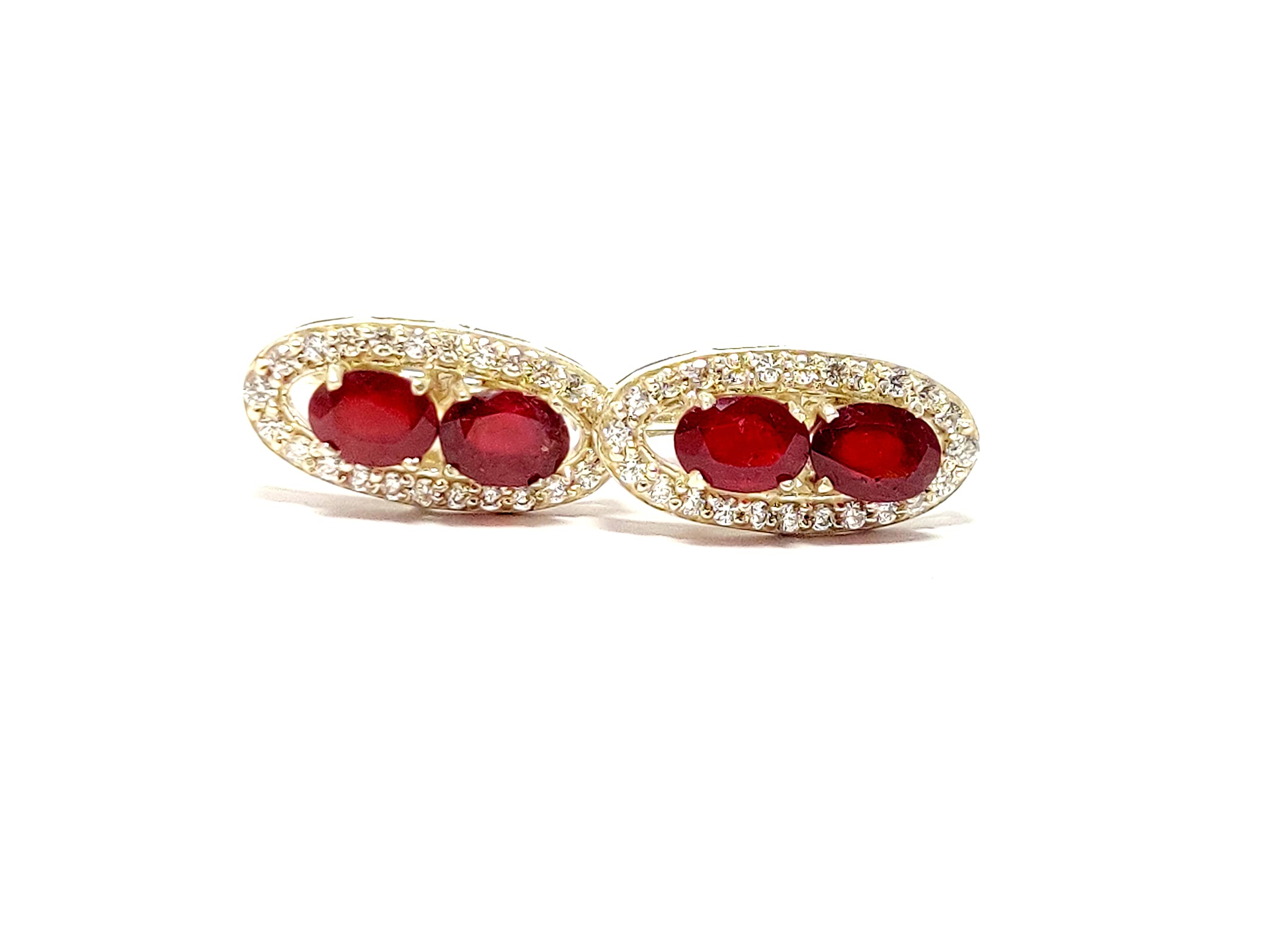 Natural Ruby & Diamond Cufflinks for Men - Sterling Silver Wedding Cufflinks, Groomsmen Gifts, Father's Day Present - Perfect for Formal Events, Business Attire & Special Occasions