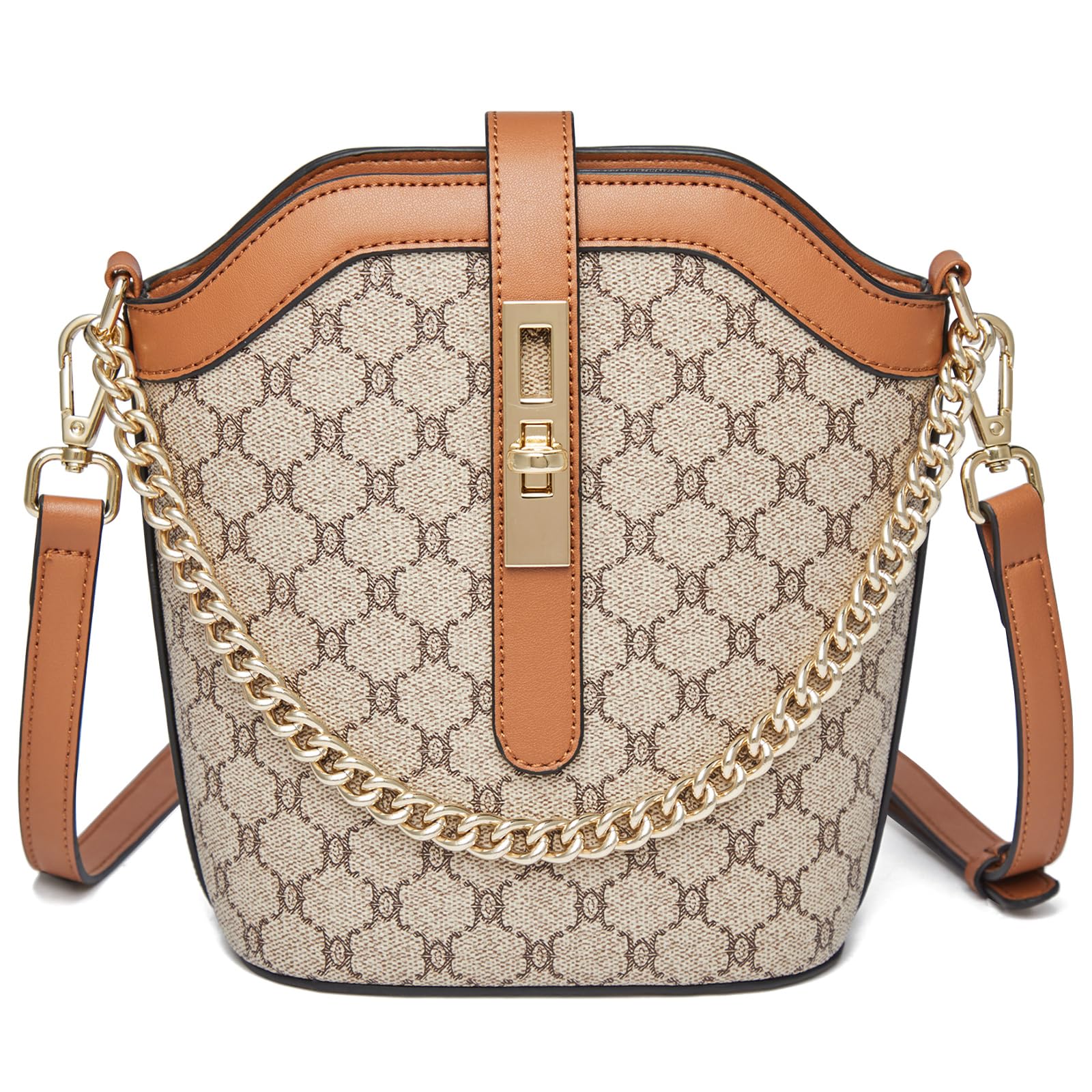 FOXLOVER Women's Small Crossbody Phone Bag with Chain Strap - Lightweight PVC Leather Top Handle Vertical Purse for Everyday Use, Travel & Shopping