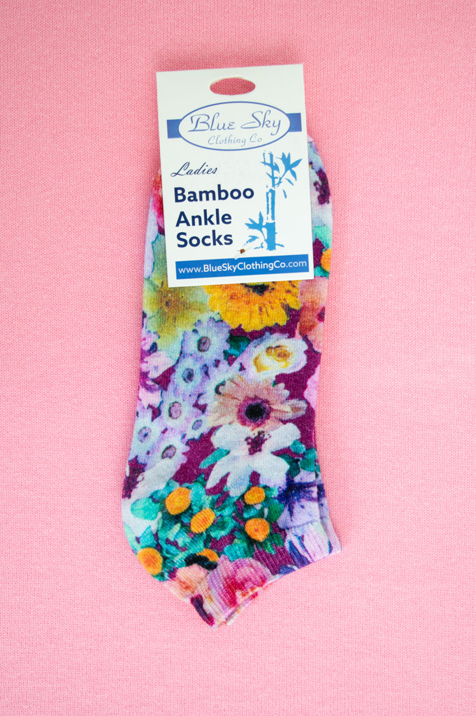 Women's Breathable Bamboo Ankle Socks with Assorted Prints - Soft & Comfortable for Yoga, Running, and Everyday Wear