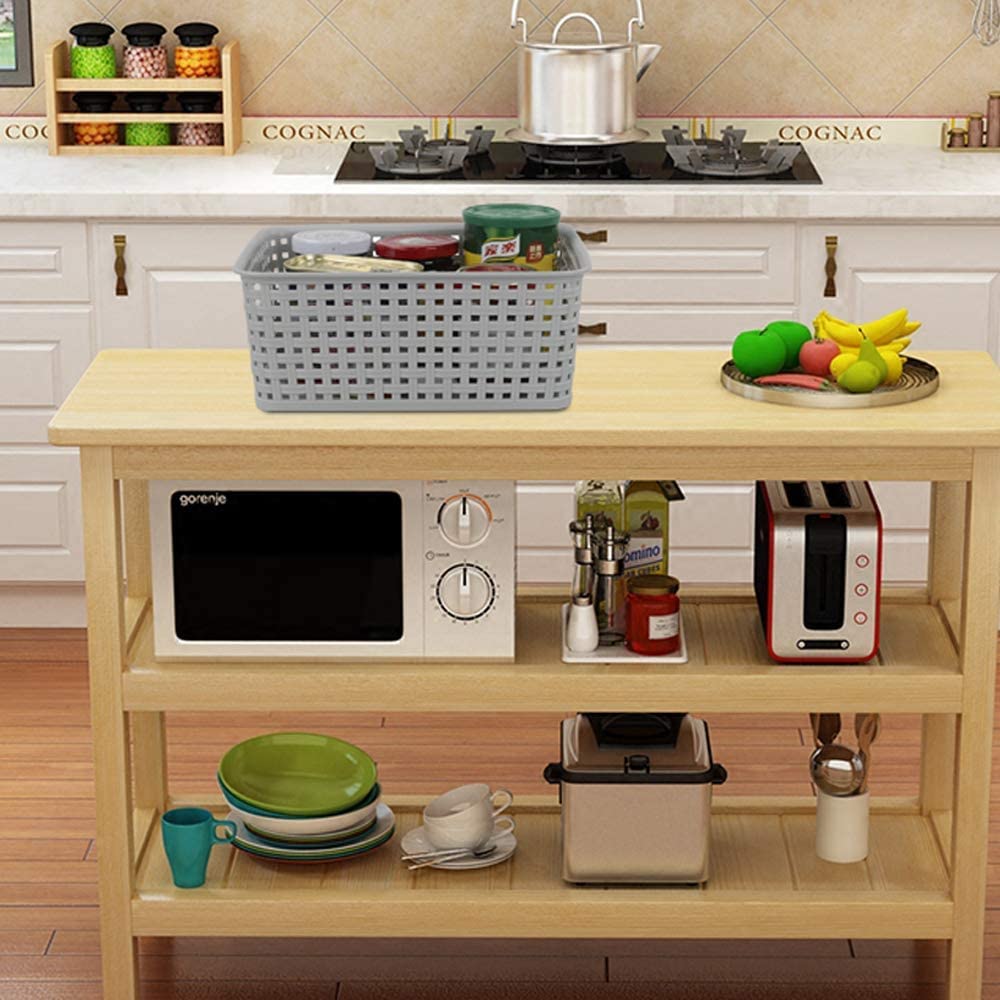 AREYZIN Small Plastic Storage Bins Set of 6 - Durable Pantry Organizer Baskets for Shelves, Countertops, Desktops, Cabinets & Bedrooms - Perfect for Home, Office, Kitchen & Bathroom Organization