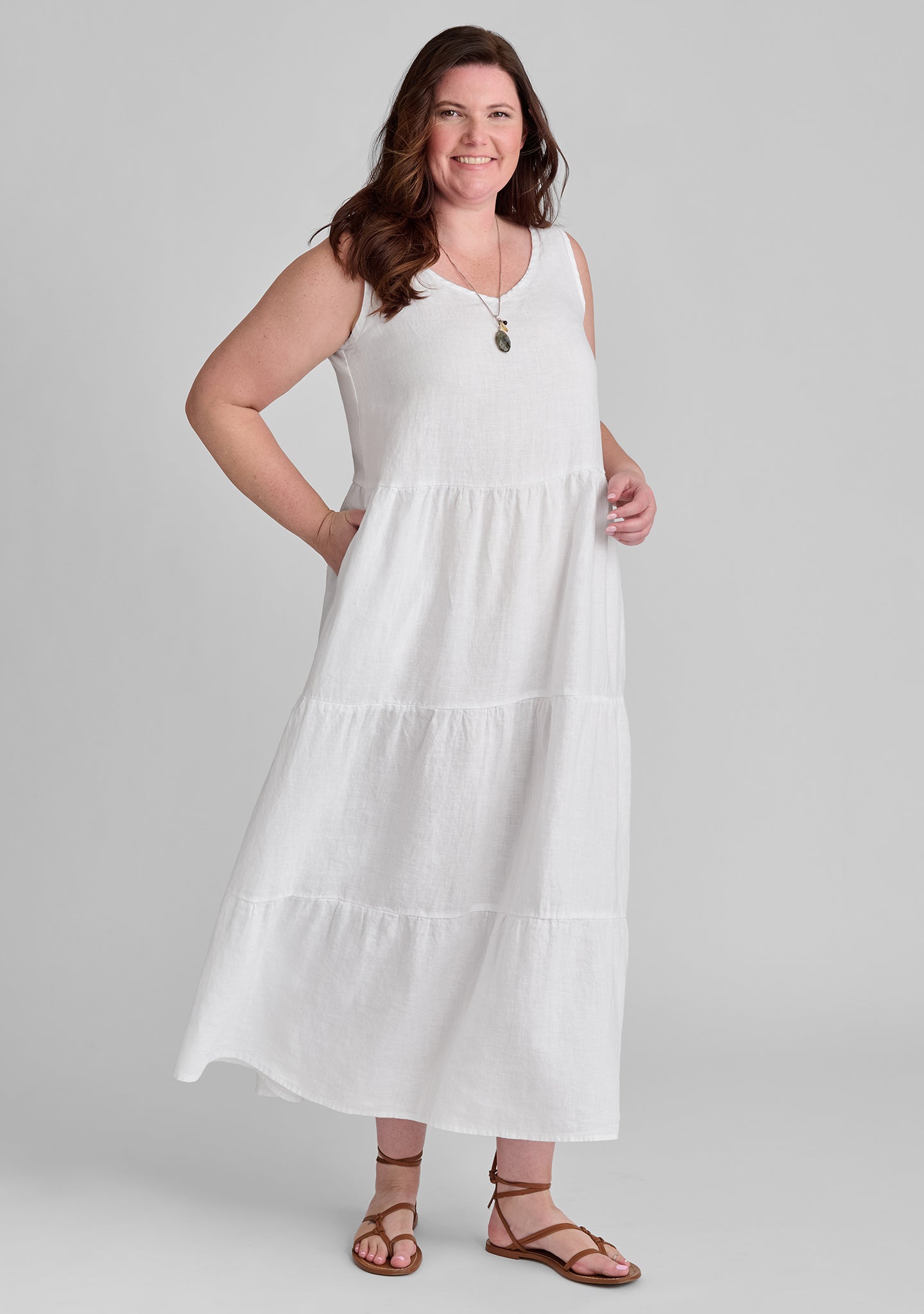 Elegant Tiered Linen Maxi Dress for Women - Summer Boho Beach Wedding Party Dress - Perfect for Vacations, Date Nights & Outdoor Events