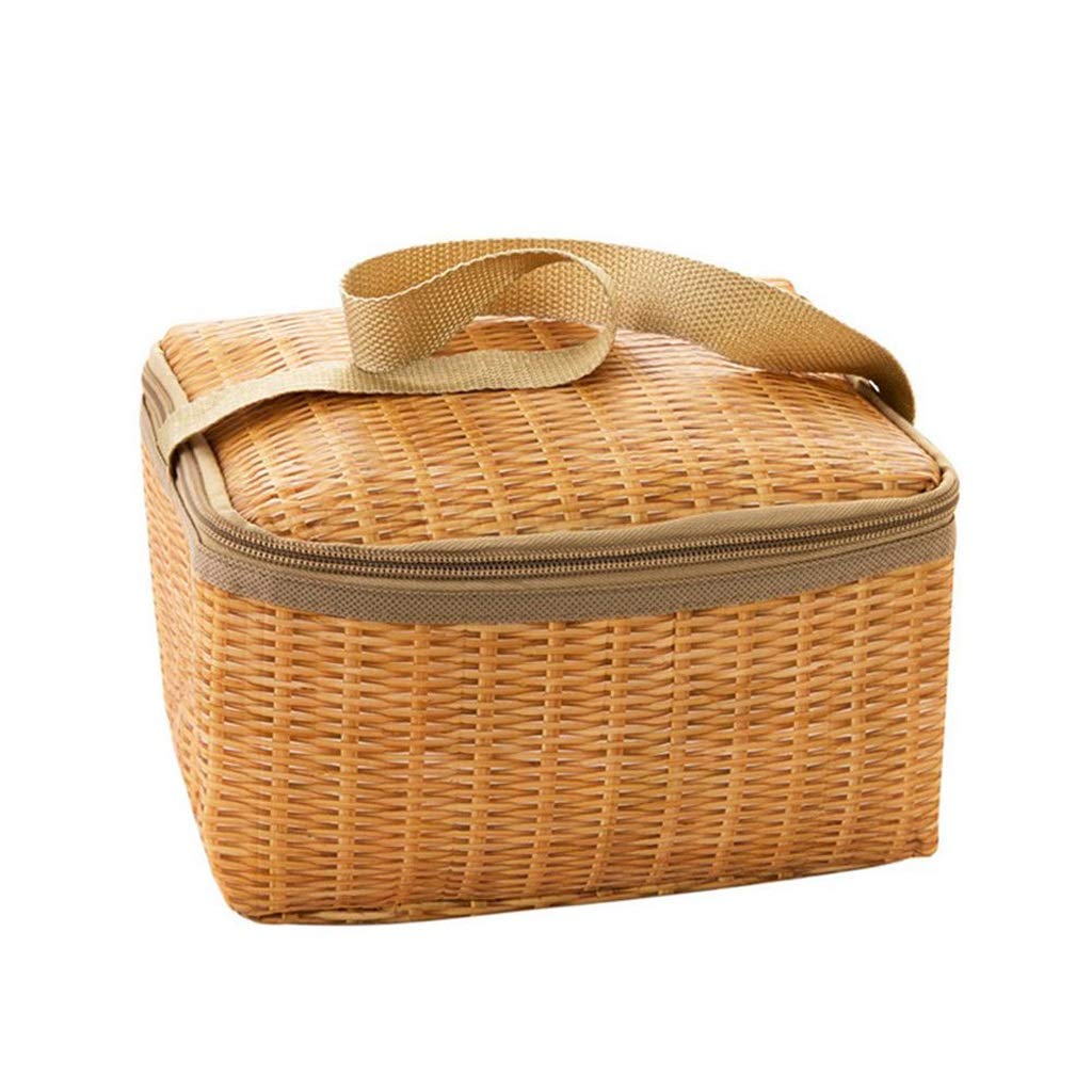XIEZI Insulated Cooler Bag - Waterproof Thermal Picnic Basket for Outdoor Camping, Beach, BBQ & Tailgating - Portable Aluminum Lunch Storage Box with Wicker Design - Perfect for Picnics, Hiking and Family Outings