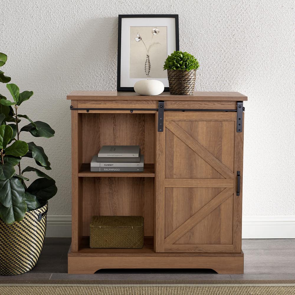 Sophia & William Farmhouse Coffee Bar Cabinet - Kitchen Buffet Storage with Sliding Barn Door - 31.9