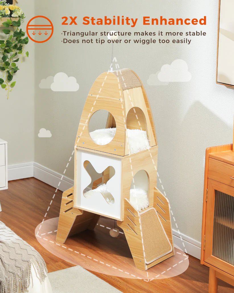 110cm Tall Cat Tree Tower with Scratching Post - Durable Climbing Perch for Indoor Cats, Perfect for Play, Rest & Scratching - Ideal for Small Spaces & Multi-Cat Homes