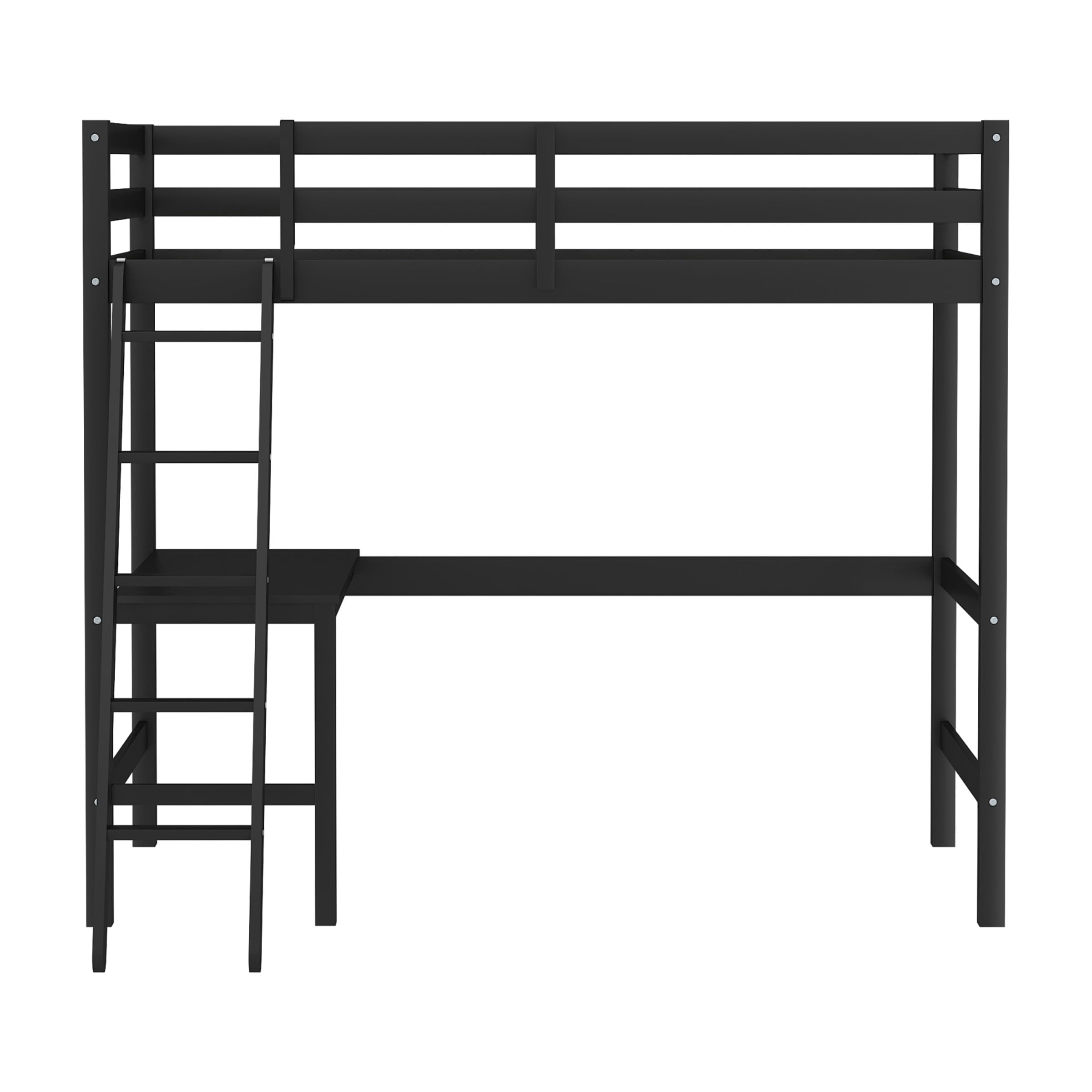 Hillsdale Caspian Youth Solid Wood Twin Loft Bed for Kids Room - Sturdy Black Wooden Bunk Bed with Ladder | Perfect for Small Spaces, Dorm Rooms & Kids Bedrooms