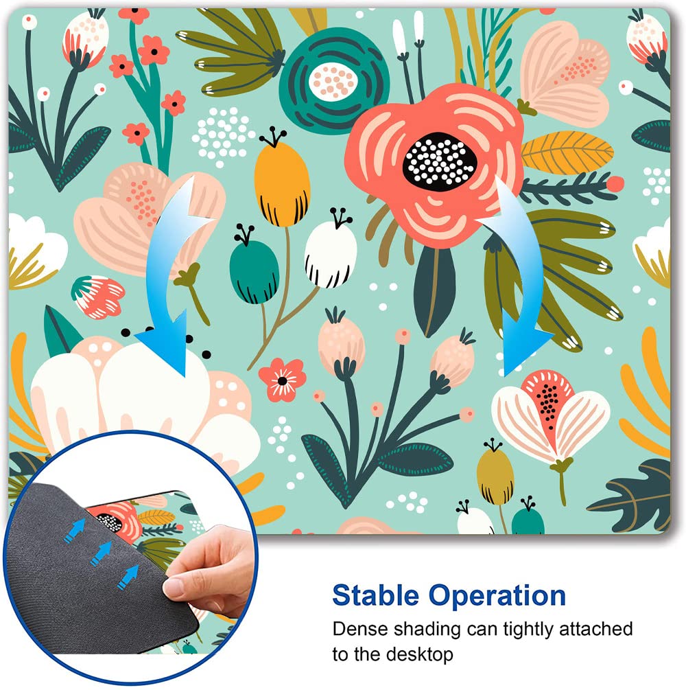 Stylish Floral Mouse Pad for Women - Washable Non-Slip Square Desk Mat for Office & Laptop - Cute Abstract Design Computer Mousepad Compatible with Wireless Mice - Perfect for Home Office, Gaming & Workspace Decor