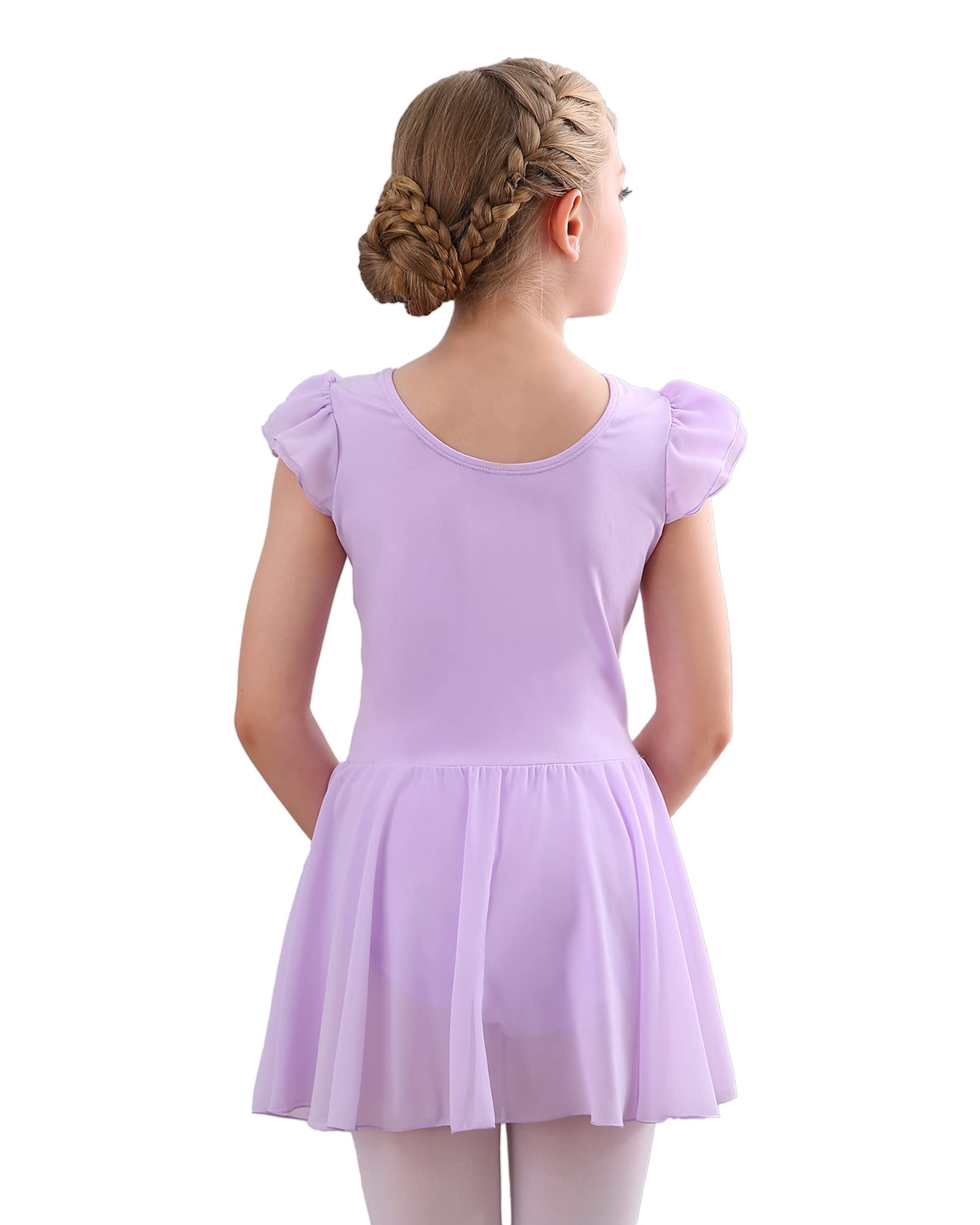 Stelle Girls Ballet Leotard with Ruffle Sleeves & Attached Skirt - Pink Toddler Dance Outfit for Ballet Class, Recital & Performance | Soft Stretch Fabric for Comfortable Movement