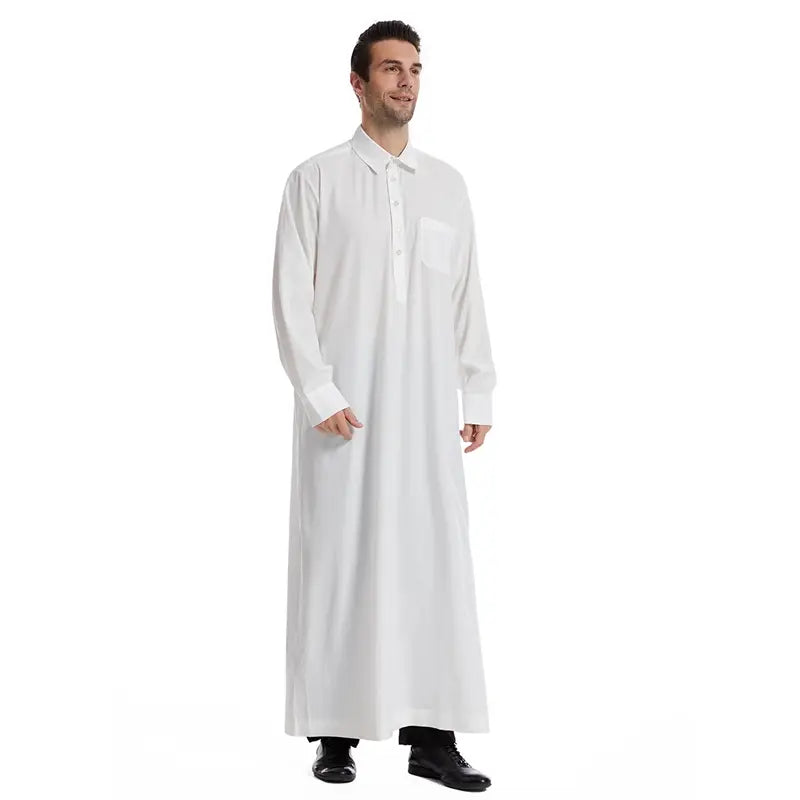 Premium Middle Eastern Arab Men's Thobe - Stand Collar Thawb Caftan for Eid, Weddings & Special Occasions | Comfortable & Stylish Islamic Robe