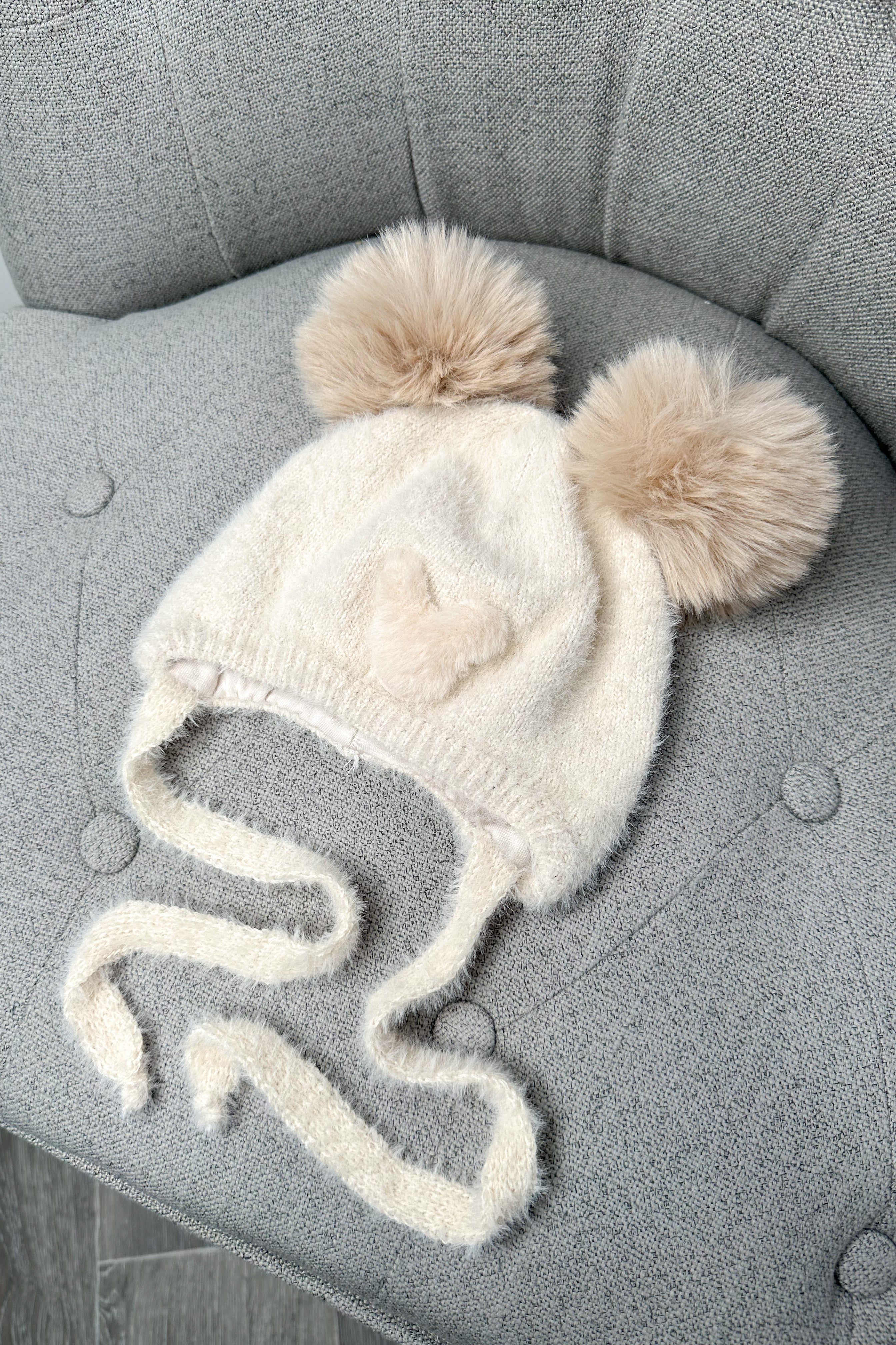 Soft Fluffy Sand Cashmere Bear Pom Pom Hat - Winter Beanie for Women & Men - Cozy Knit Hat for Cold Weather, Outdoor Activities & Fashion Accessories