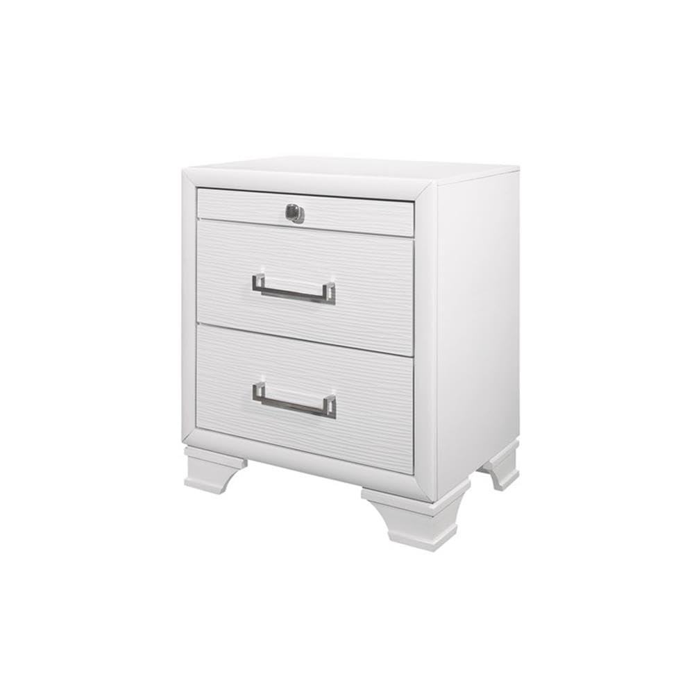 Jordyn Textured White Nightstand - Modern Bedside Table with Drawer for Bedroom, Living Room & Office | Global Furniture USA