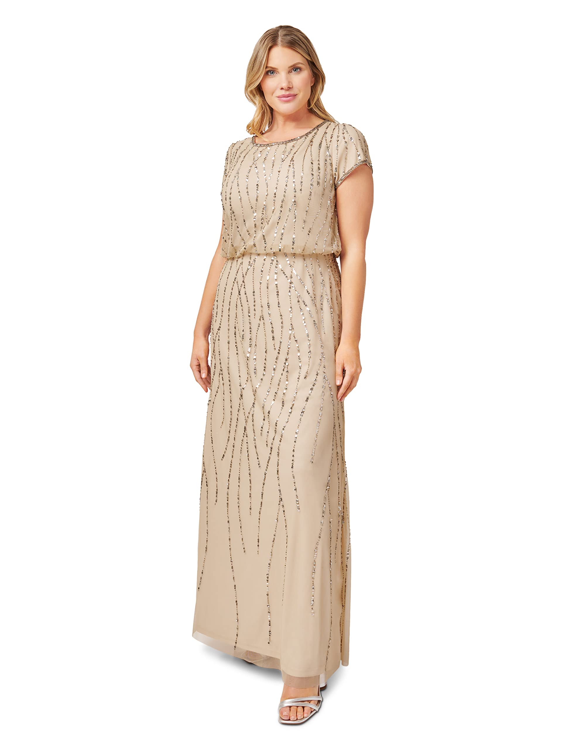Adrianna Papell Women's Beaded Blouson Dress - Elegant Party Gown for Weddings, Cocktail Events & Evening Occasions