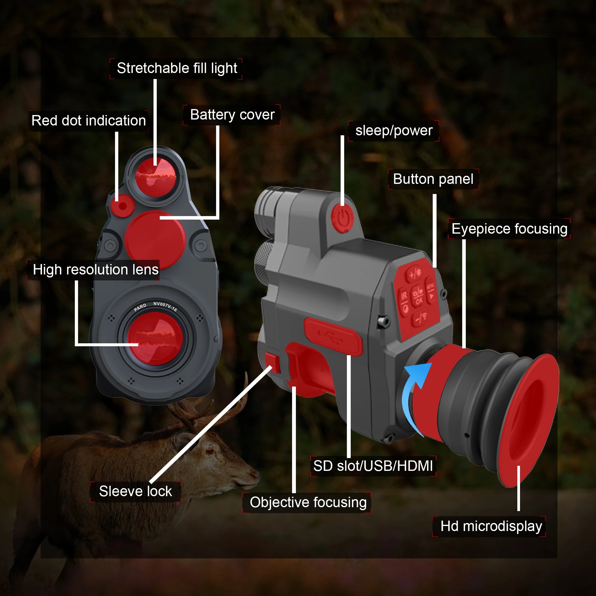 PARD NV007V Digital Night Vision Rifle Scope with 850nm IR Illuminator - Clip-On Attachment Monocular for Hunting, Shooting & Surveillance - Up to 300m Range - Perfect for Low Light Conditions & Outdoor Adventures