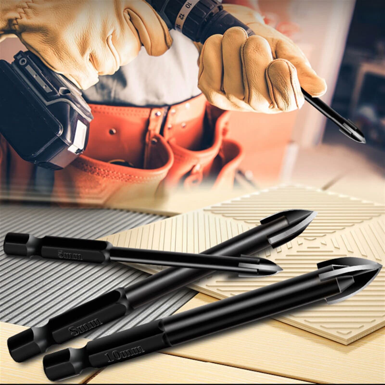 DOLUNTO 6Pcs Tungsten Steel Glass Drill Bit Set - Alloy Carbide Point with 4 Cutting Edges - Cross Spear Head for Tile, Glass, Ceramic, and Porcelain Drilling - Perfect for DIY Home Improvement and Craft Projects