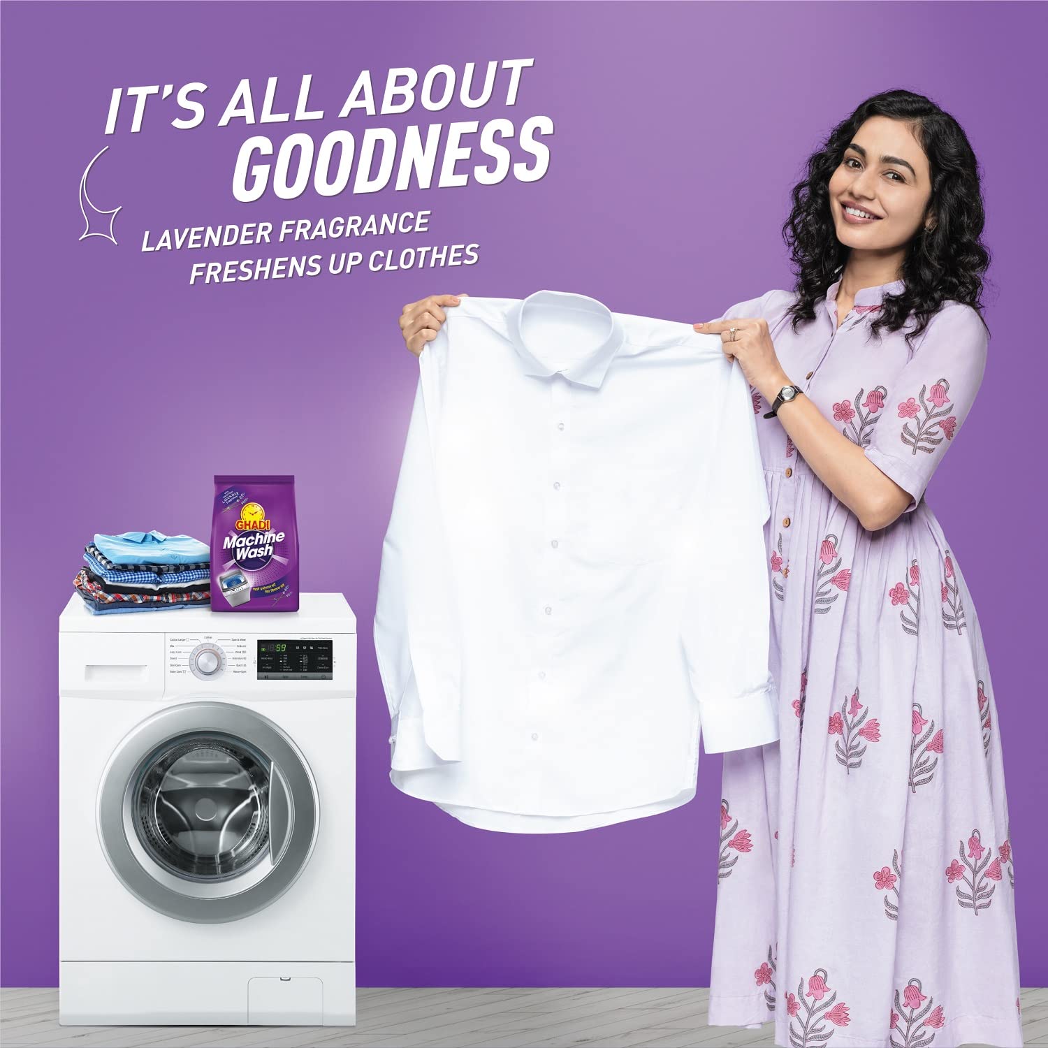 Ghadi Detergent Powder 1KG - Machine Wash Laundry Soap for Stains & Odor Removal - Ideal for Home, Laundromat & Travel Use