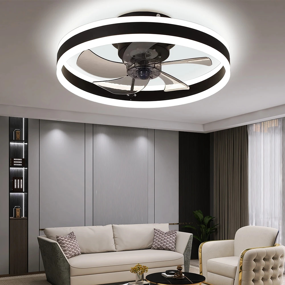 Smart LED Ceiling Fan with Light - 6 Speed Settings, Ultra Quiet, Energy Efficient - Perfect for Bedroom, Living Room, and Office Spaces