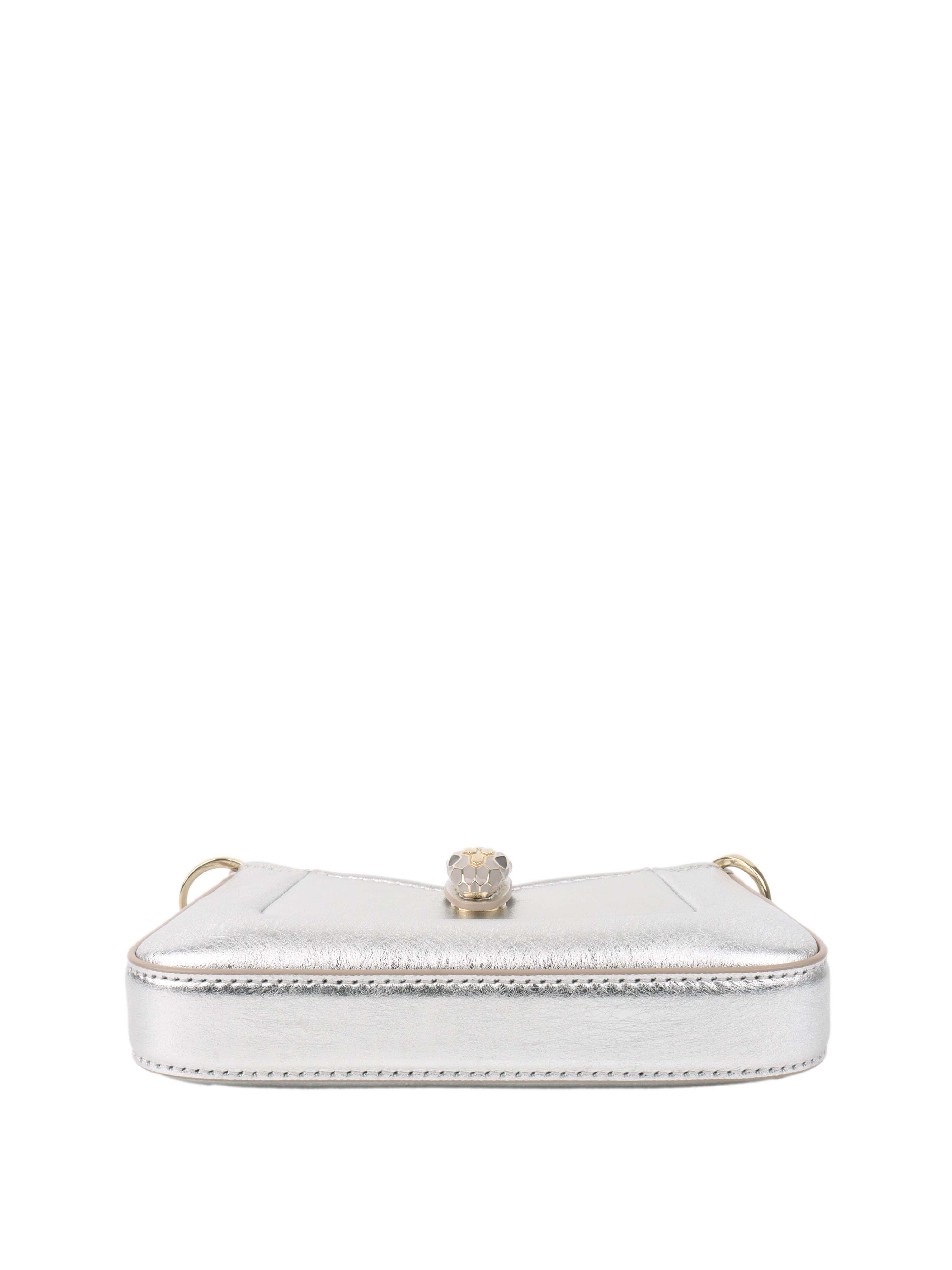 Bvlgari Metallic Silver Mini Serpenti Shoulder Bag - Luxury Designer Crossbody Purse for Women | Perfect for Evening Parties, Date Nights & Special Occasions