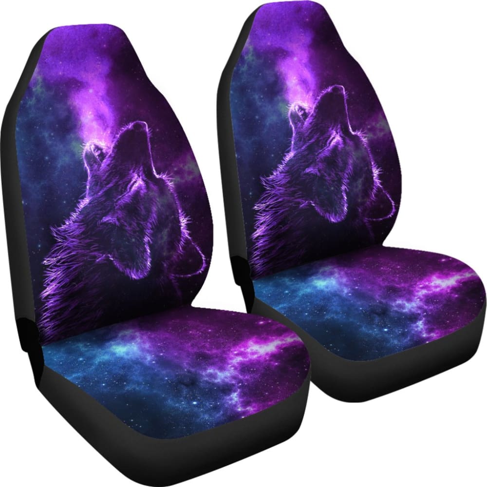 Galaxy Wolf & Cold Night Car Seat Covers - Premium Universal Fit for Cars, SUVs & Trucks - Perfect for Road Trips, Camping & Winter Protection