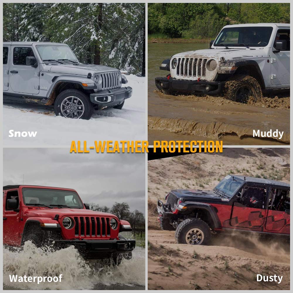 JOYTUTUS All-Weather Floor Mats for 2020-2024 Jeep Gladiator JT | OEM 82215626AB Compatible TPE Floor Liners | Front & Rear Complete Set | Custom Fit Protection | Perfect for Off-Roading & Daily Driving