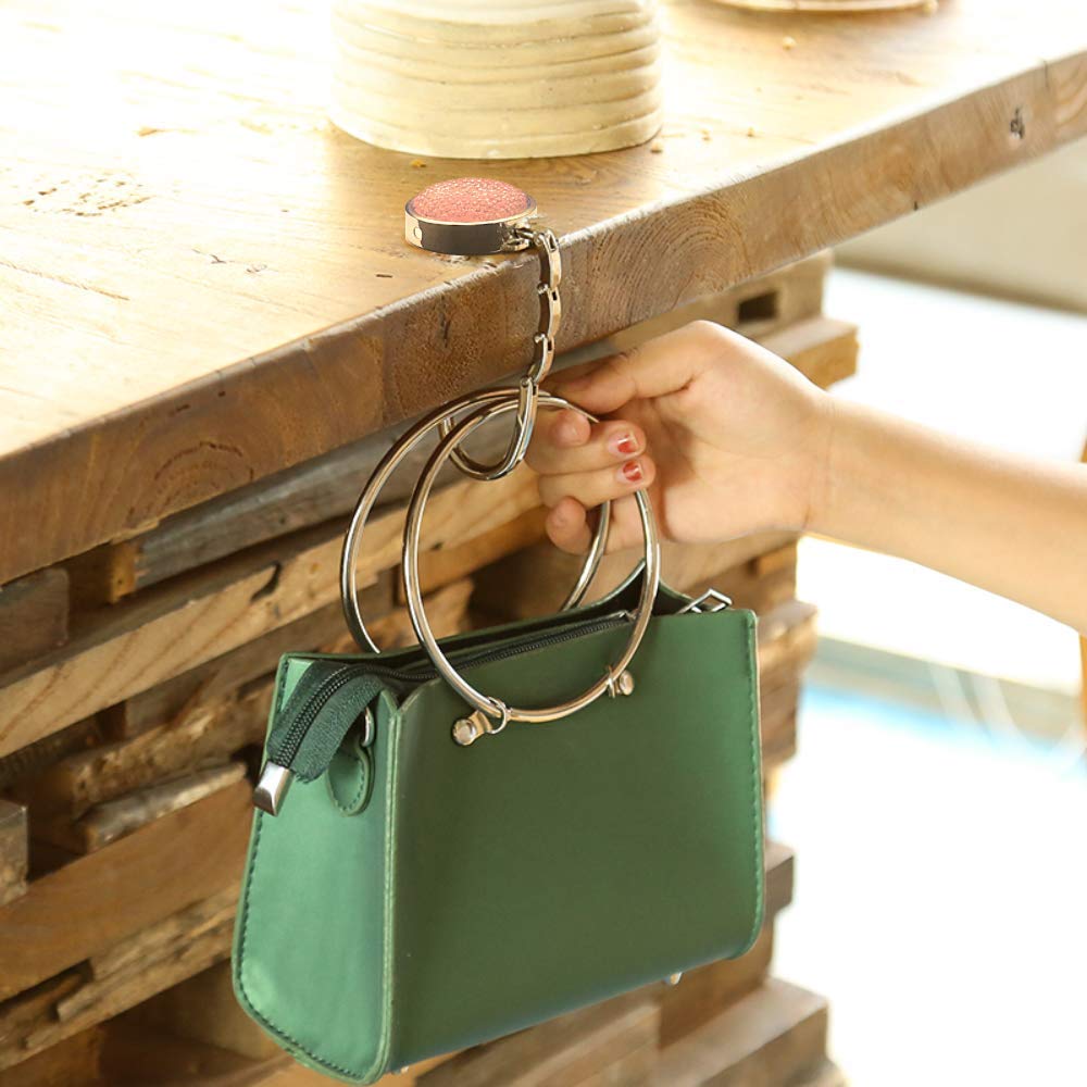 Foldable Purse Hook - Portable Handbag Hanger for Table, Restaurant & Travel - Space Saving Bag Holder (Pink & Blue) - Perfect for Dining, Shopping & Office Use