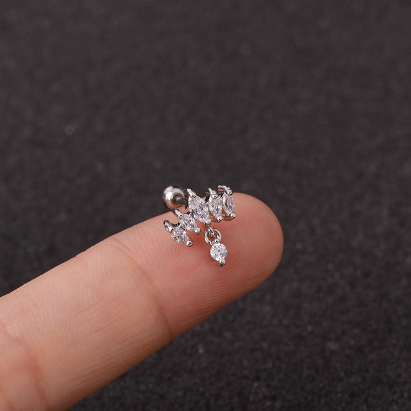 20G Cartilage Marquise Crown Dangle Stud Earrings for Women | Hypoallergenic Surgical Steel Tragus Helix Piercing Jewelry | Perfect for Daily Wear, Parties & Special Occasions